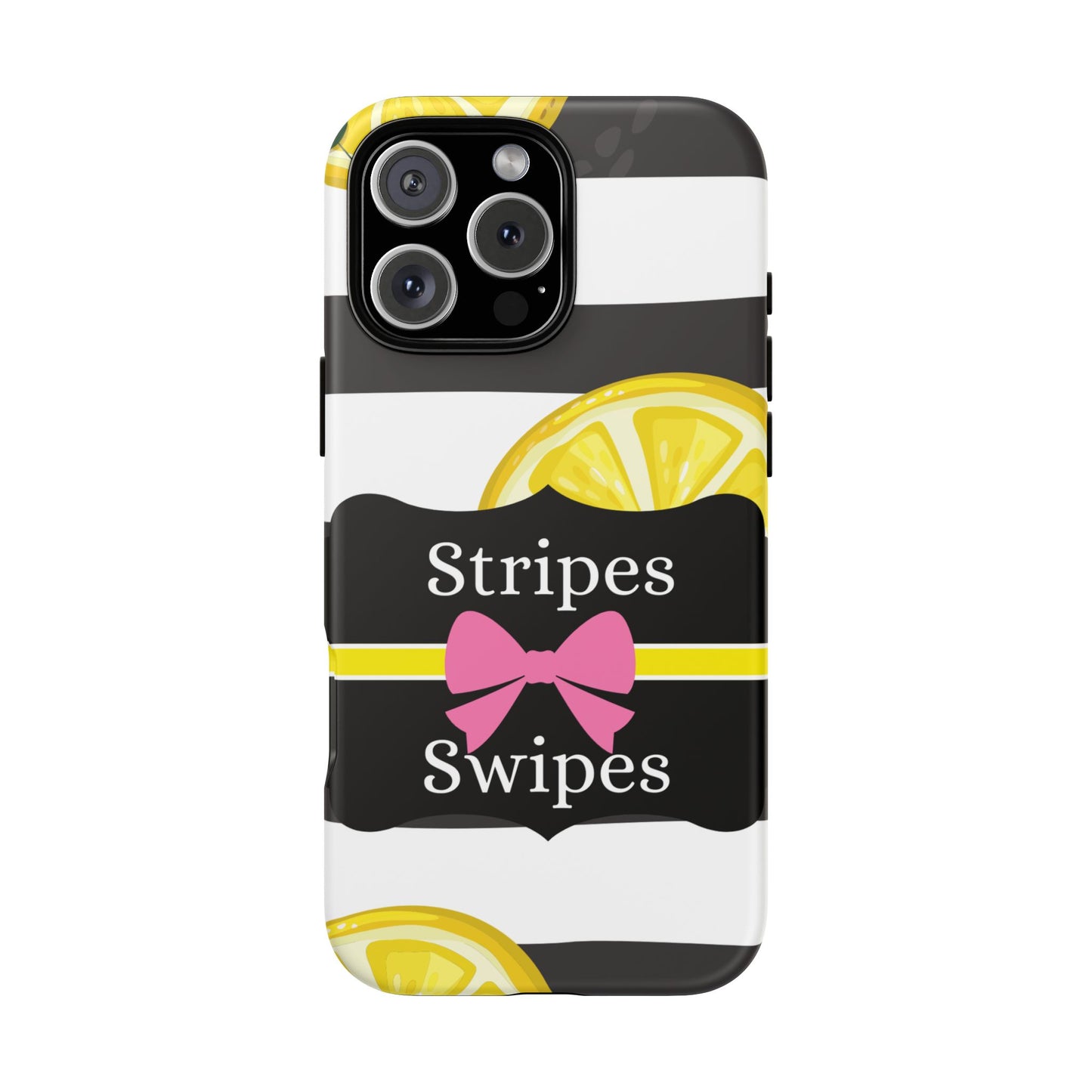 Phone Case iPhone 16/15/14 - Lemony Stripes & Swipes Tough Case