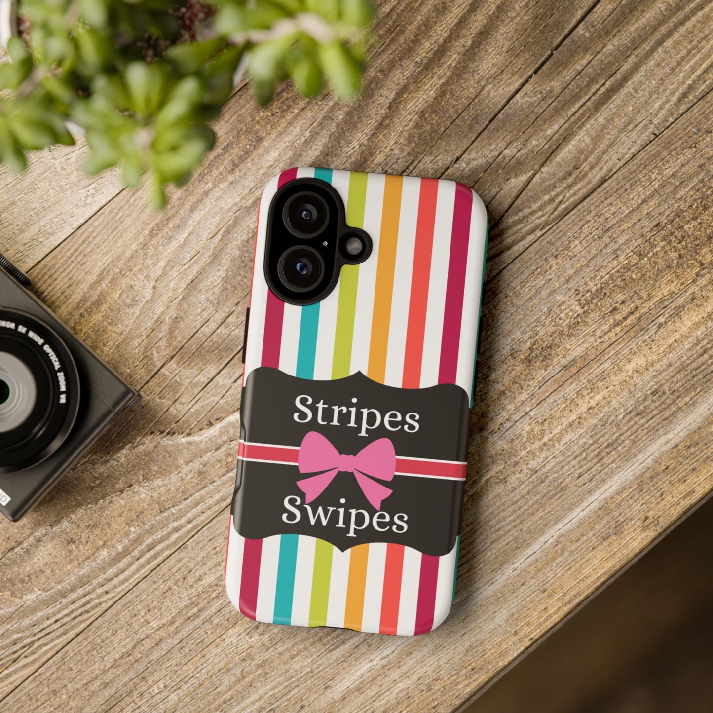 Phone Case iPhone 16/15/14 - Lollipop Stripes & Swipes Tough Case