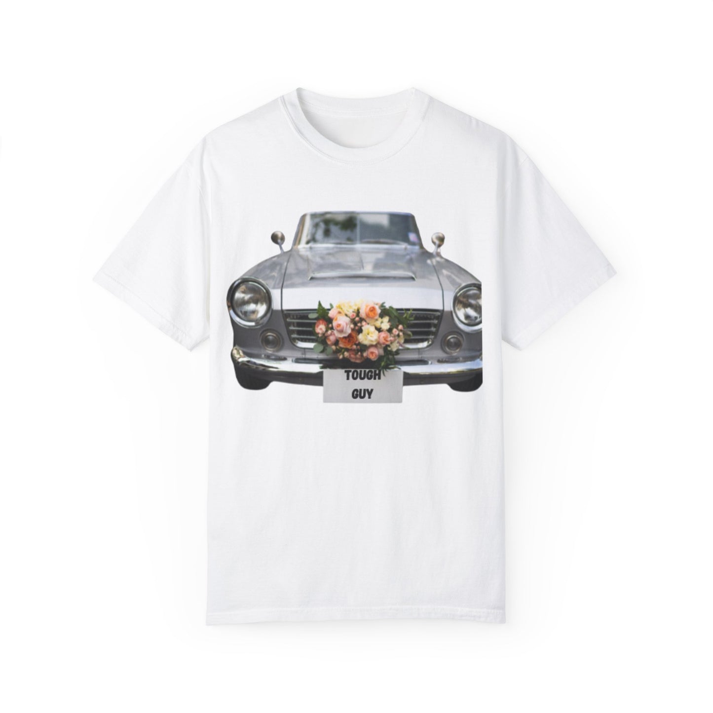 Men's T-Shirt Tough Guy Car with Flowers Design