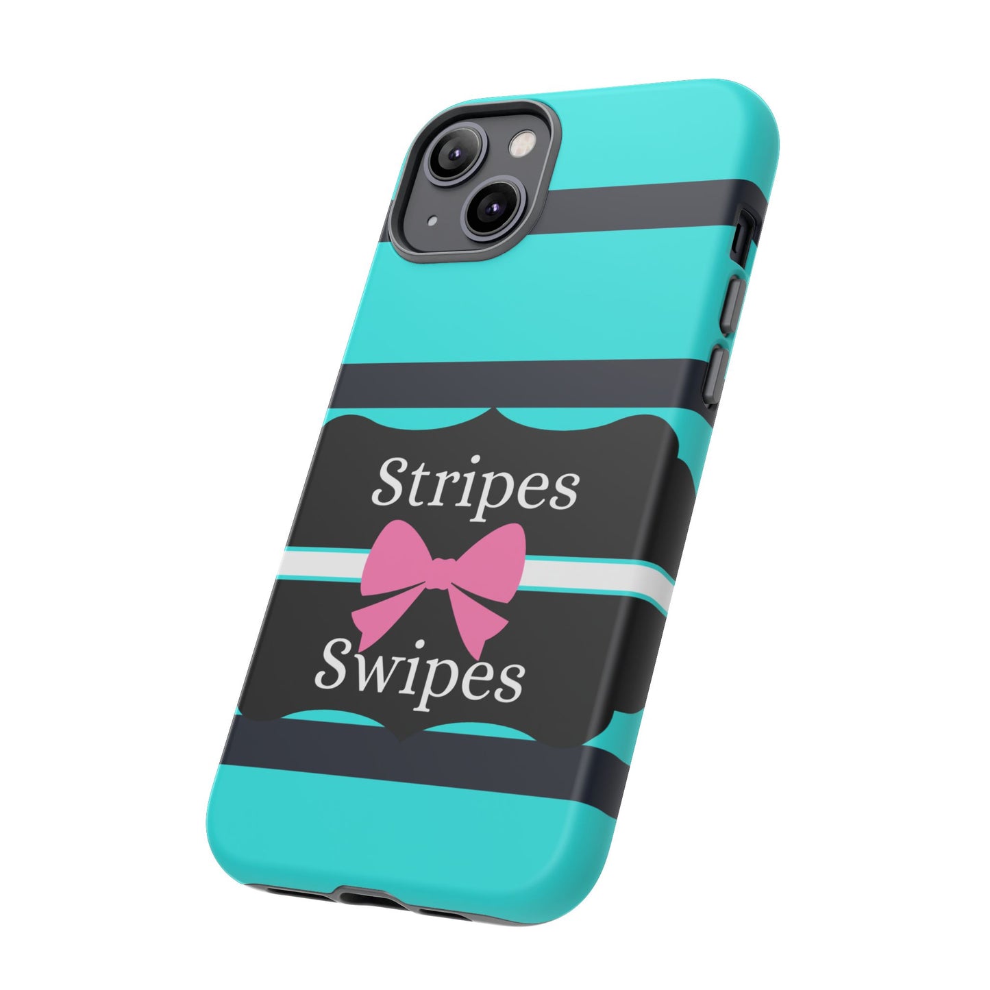 Phone Case iPhone 16/15/14 - Blue/Black Stripes & Swipes Tough Case