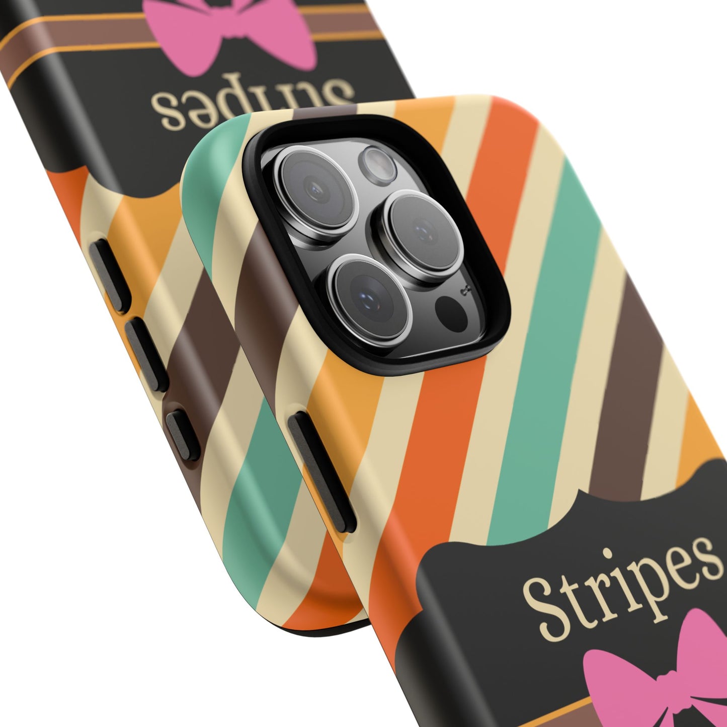 Phone Case iPhone 16/15/14 - Diagonal Retro Stripes & Swipes Tough Case