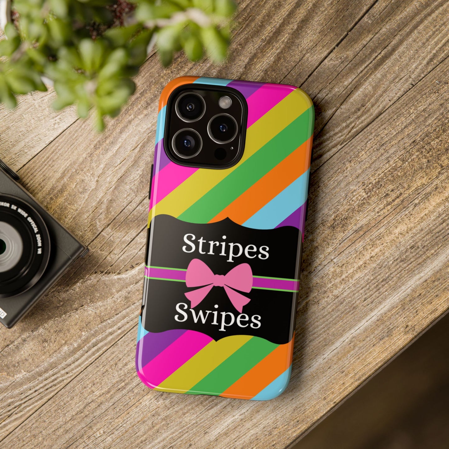 Phone Case iPhone 16/15/14 - Diagonal Vivid Stripes & Swipes Tough Case