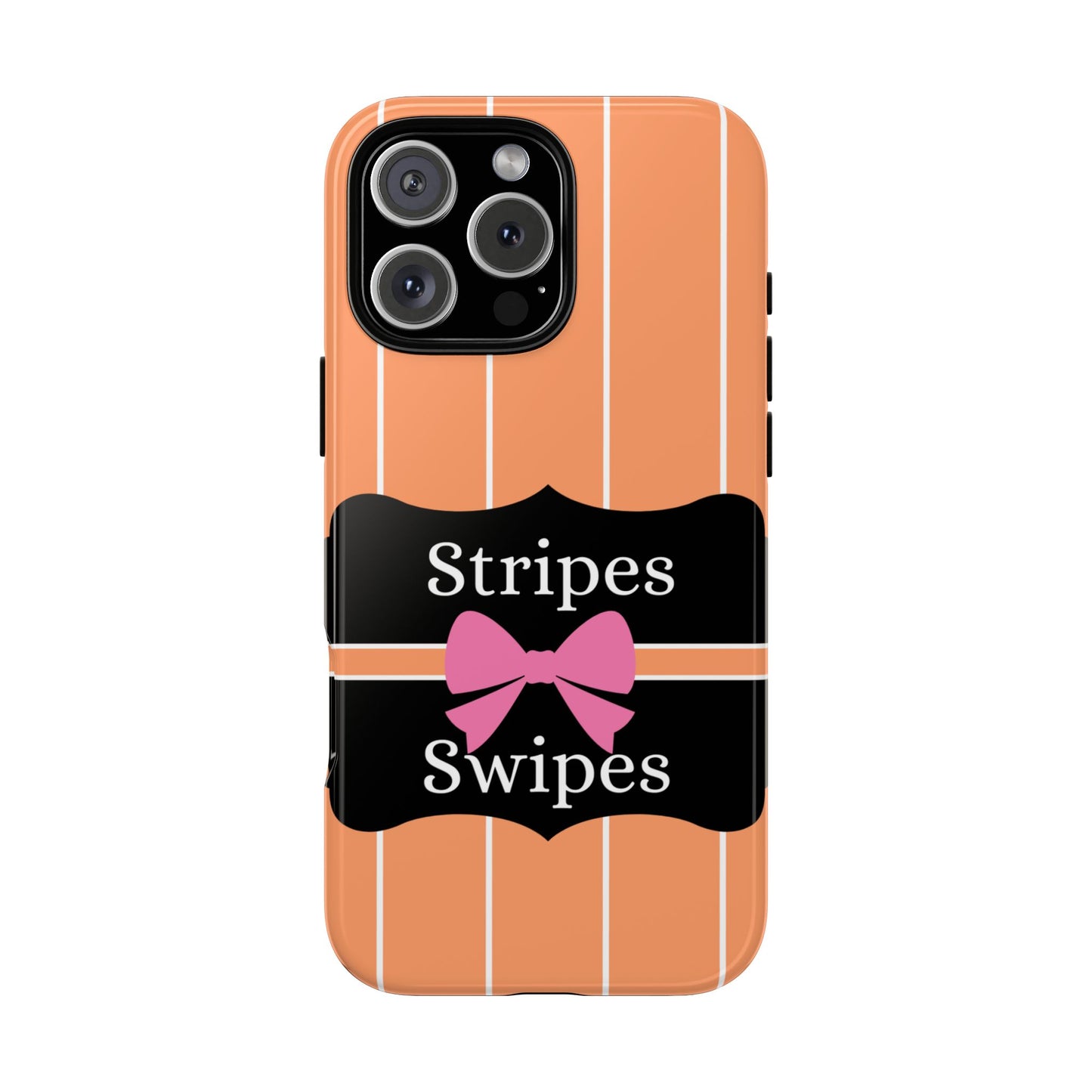 Phone Case iPhone 16/15/14 - Orange/White Stripes & Swipes Tough Case