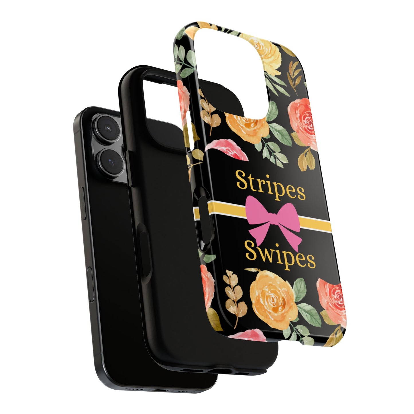 Phone Case iPhone 16/15/14 - Flowers Stripes & Swipes Tough Case