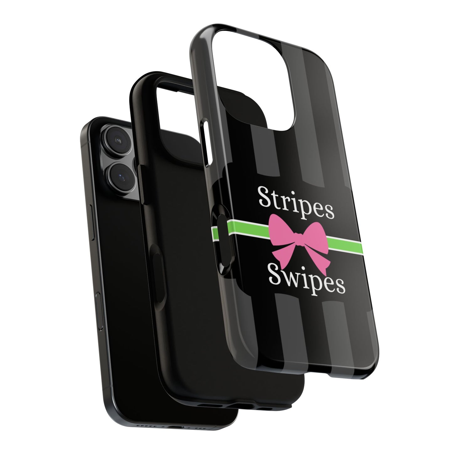 Phone Case iPhone 16/15/14 - Gray/Pink Stripes & Swipes Tough Case