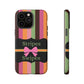 Phone Case iPhone 16/15/14 - Brown/Green Stripes & Swipes Tough Case