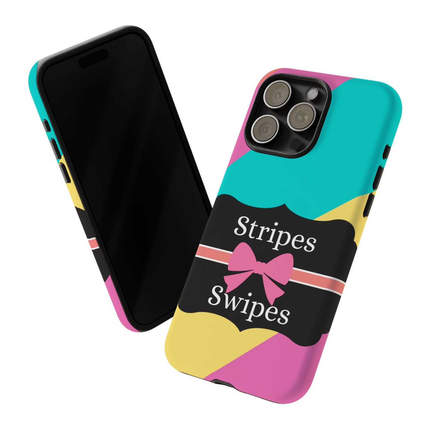 Phone Case iPhone 16/15/14 - Cotton Candy Stripes & Swipes Tough Case