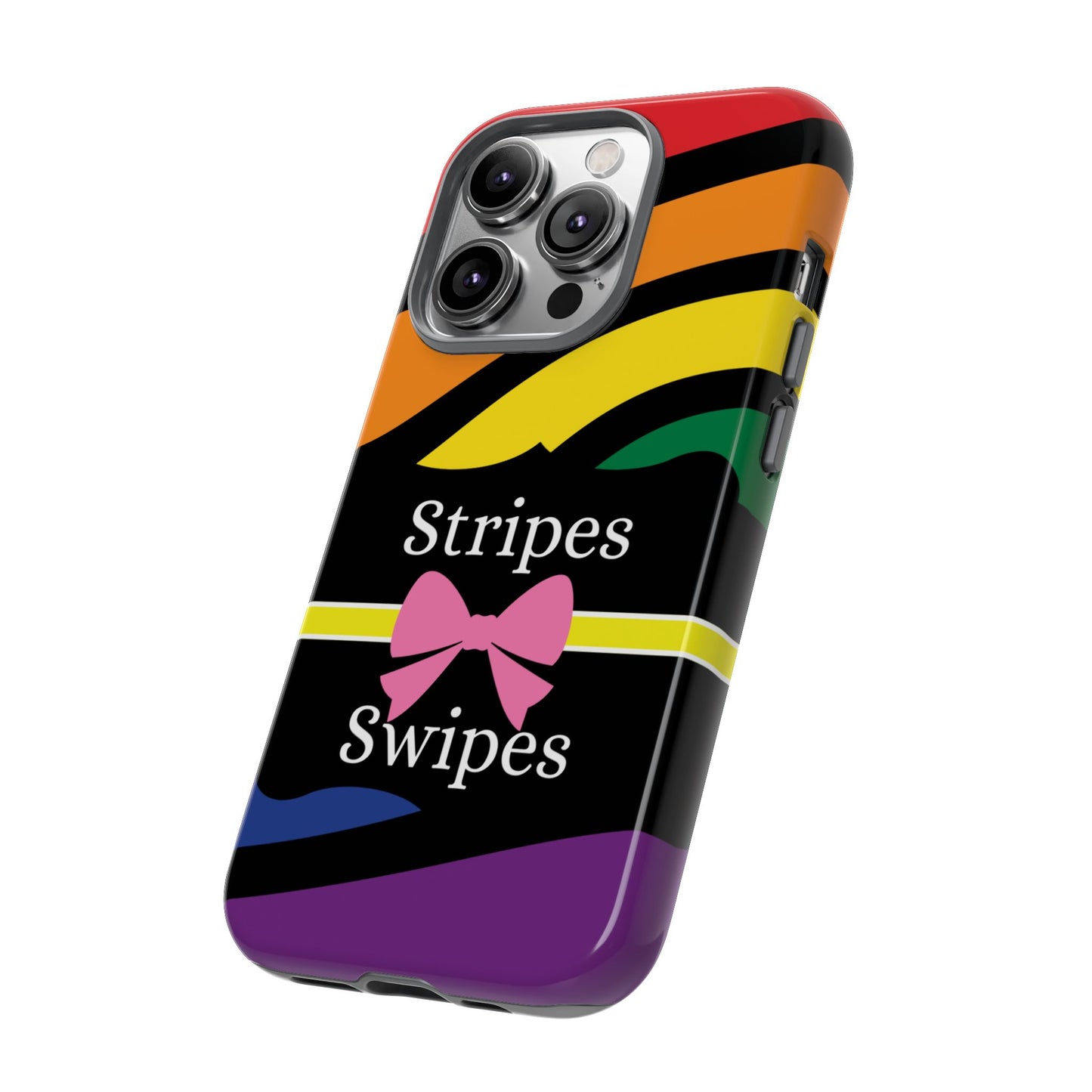 Phone Case iPhone 16/15/14 - Wavy Vivid Stripes & Swipes Tough Case