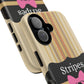 Phone Case iPhone 16/15/14 - Beige/Micro Stripes & Swipes Tough Case