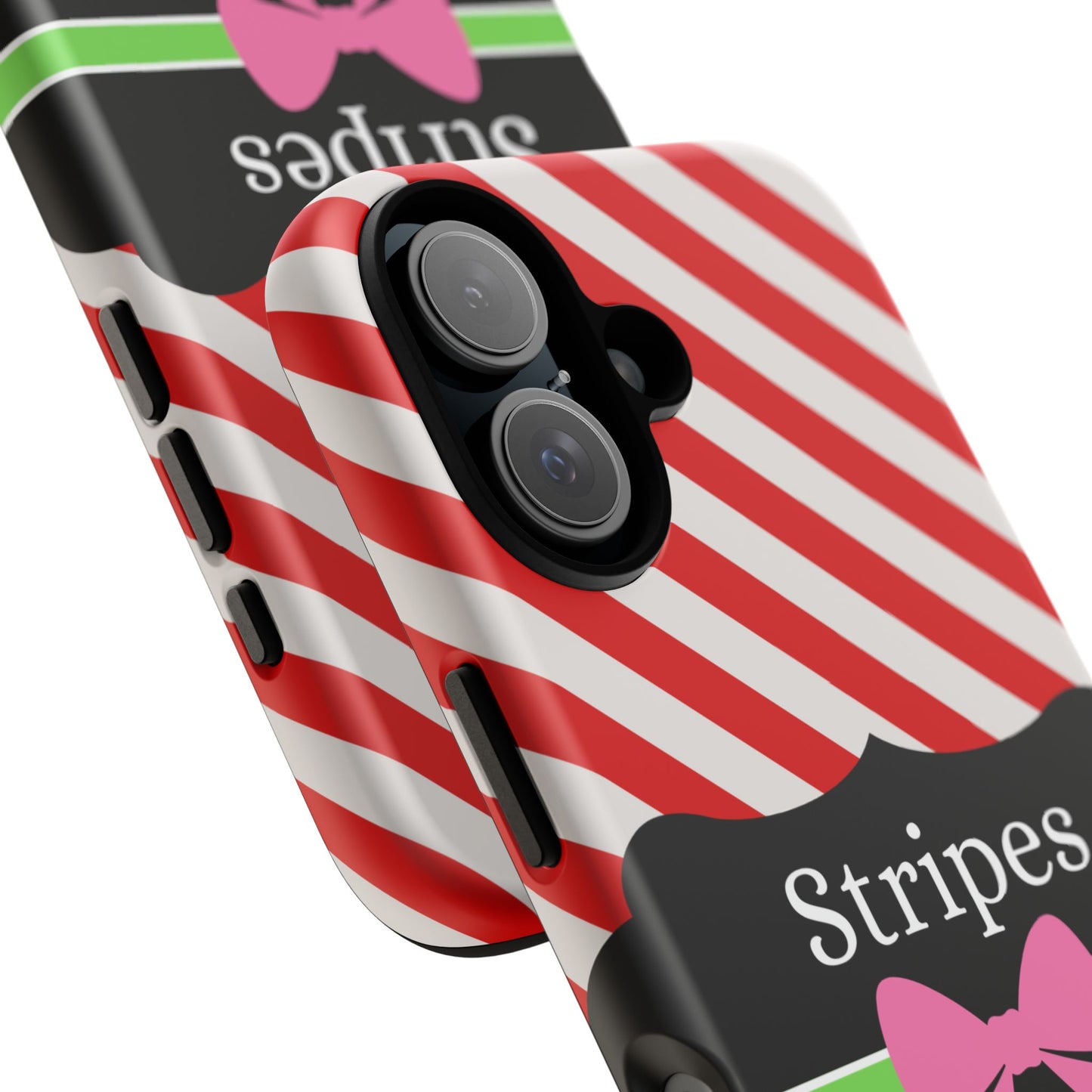 Phone Case iPhone 16/15/14 - Diagonal Red/White Stripes & Swipes Tough Case