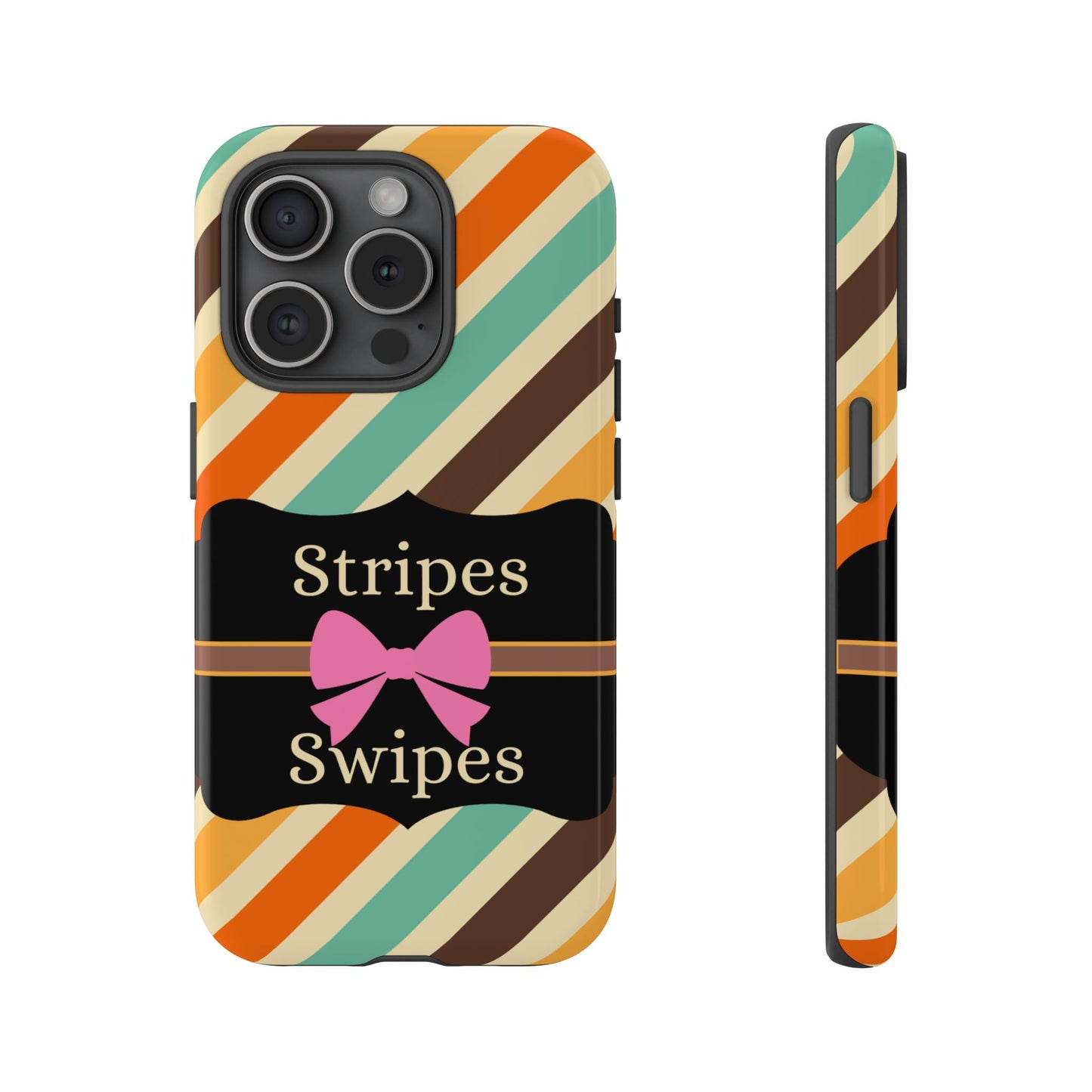 Phone Case iPhone 16/15/14 - Diagonal Retro Stripes & Swipes Tough Case