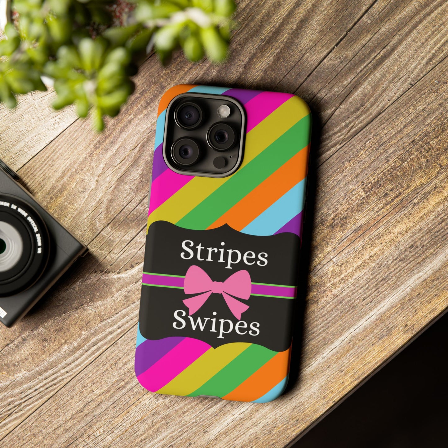 Phone Case iPhone 16/15/14 - Diagonal Vivid Stripes & Swipes Tough Case