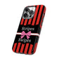 Phone Case iPhone 16/15/14 - Red/Black/White Stripes & Swipes Tough Case