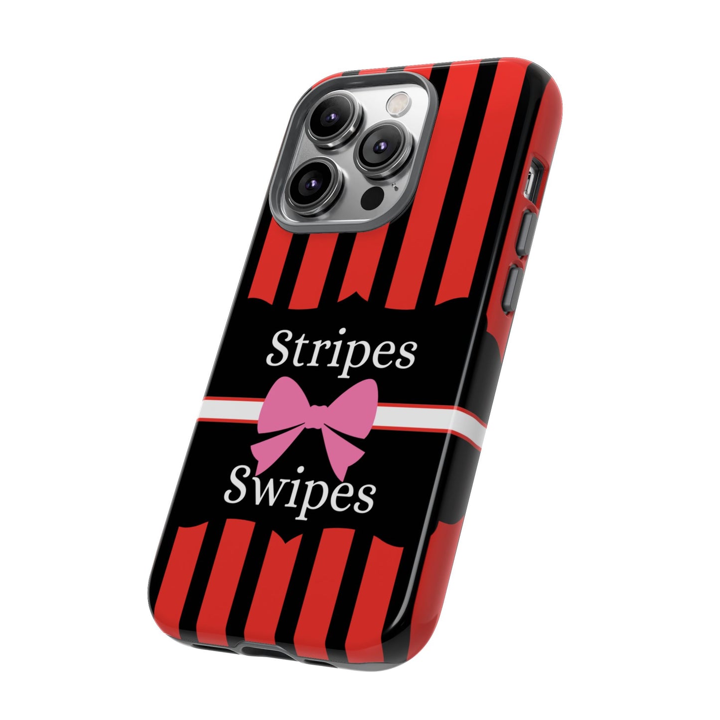 Phone Case iPhone 16/15/14 - Red/Black/White Stripes & Swipes Tough Case