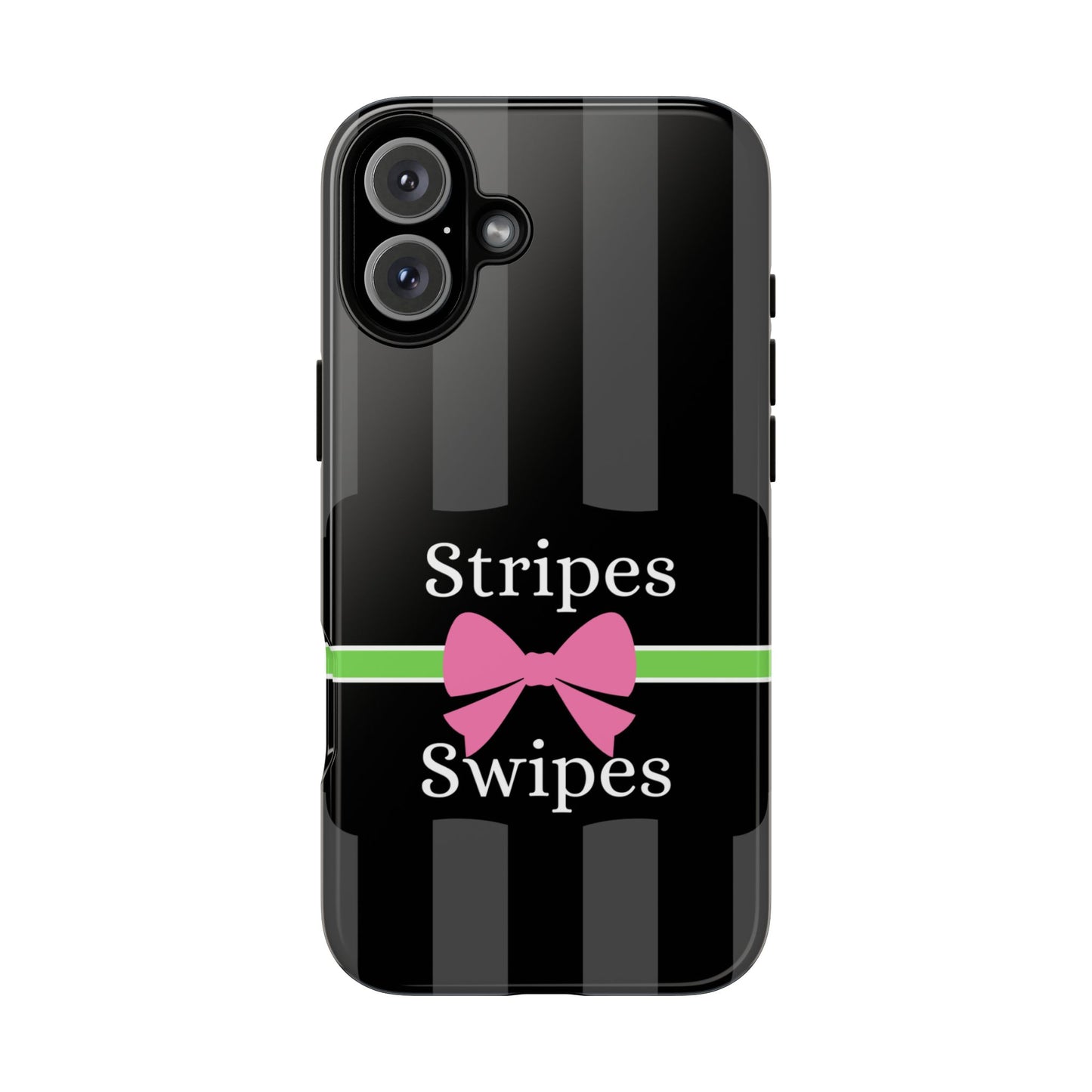 Phone Case iPhone 16/15/14 - Gray/Pink Stripes & Swipes Tough Case