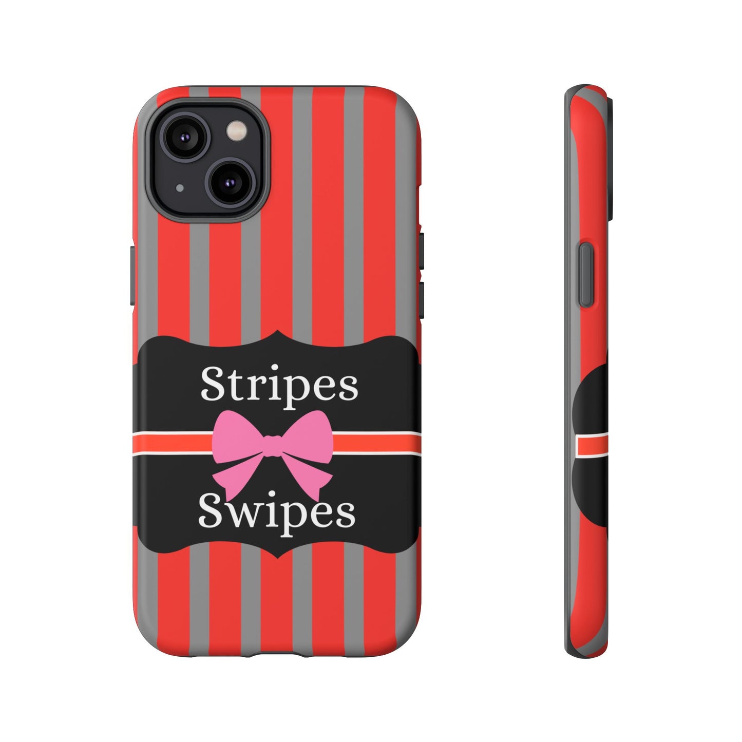 Phone Case iPhone 16/15/14 - Red/Gray Stripes & Swipes Tough Case