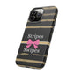 Phone Case iPhone 16/15/14 - Black/Beige Stripes & Swipes Tough Case