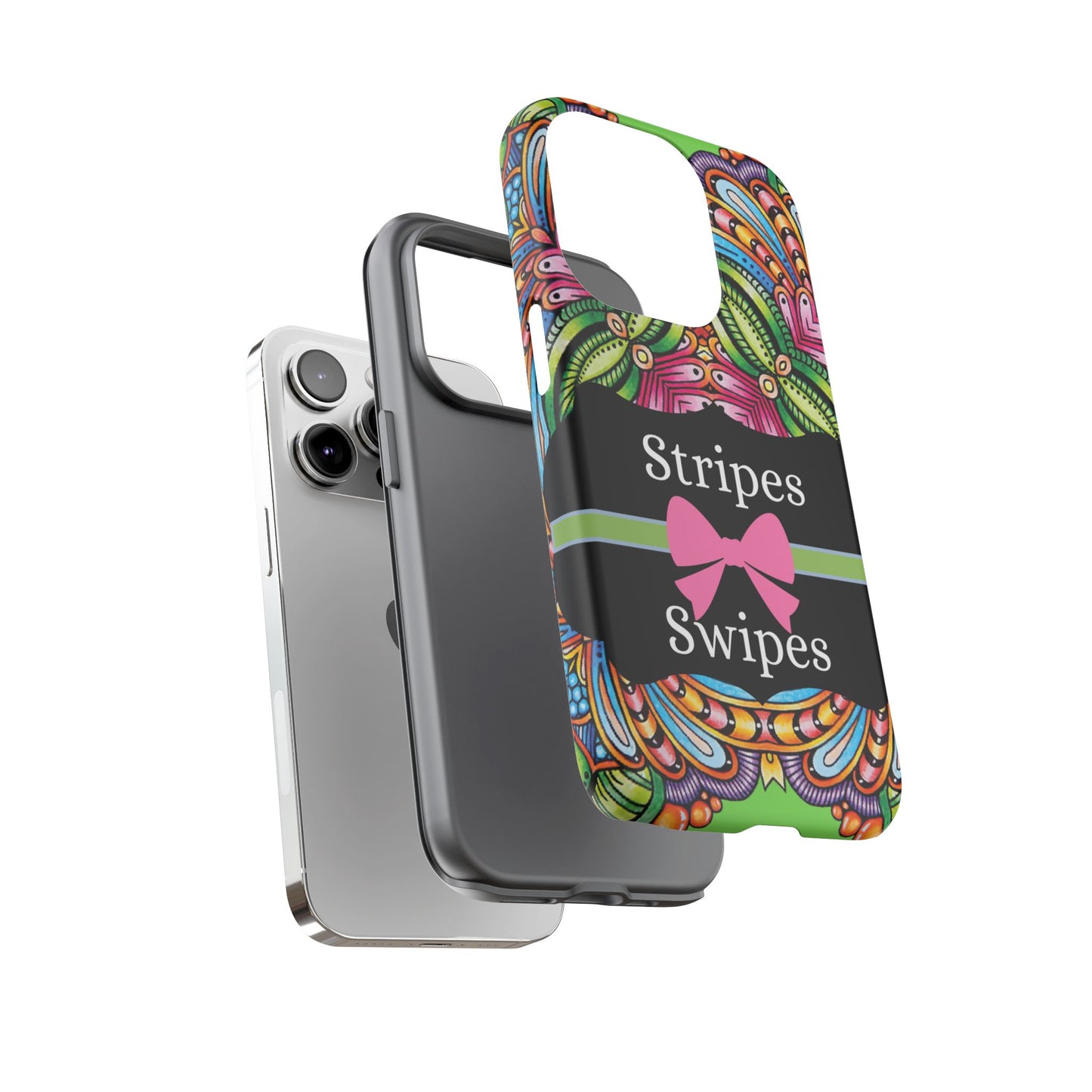 Phone Case iPhone 16/15/14 - Flower Child Stripes & Swipes Tough Case