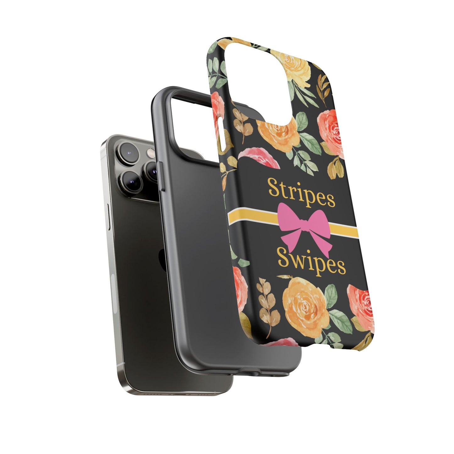 Phone Case iPhone 16/15/14 - Flowers Stripes & Swipes Tough Case