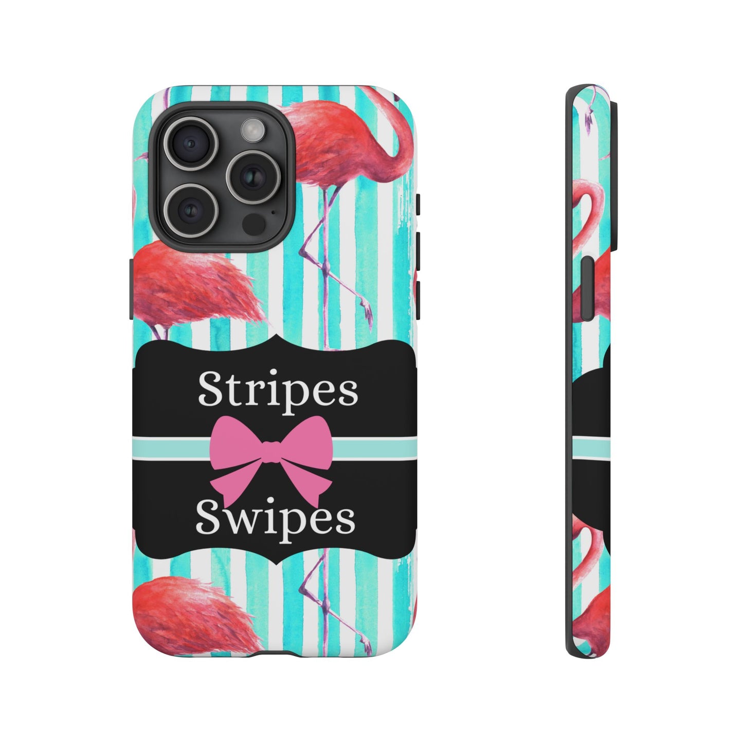 Phone Case iPhone 16/15/14 - Flamingo Stripes & Swipes Tough Case