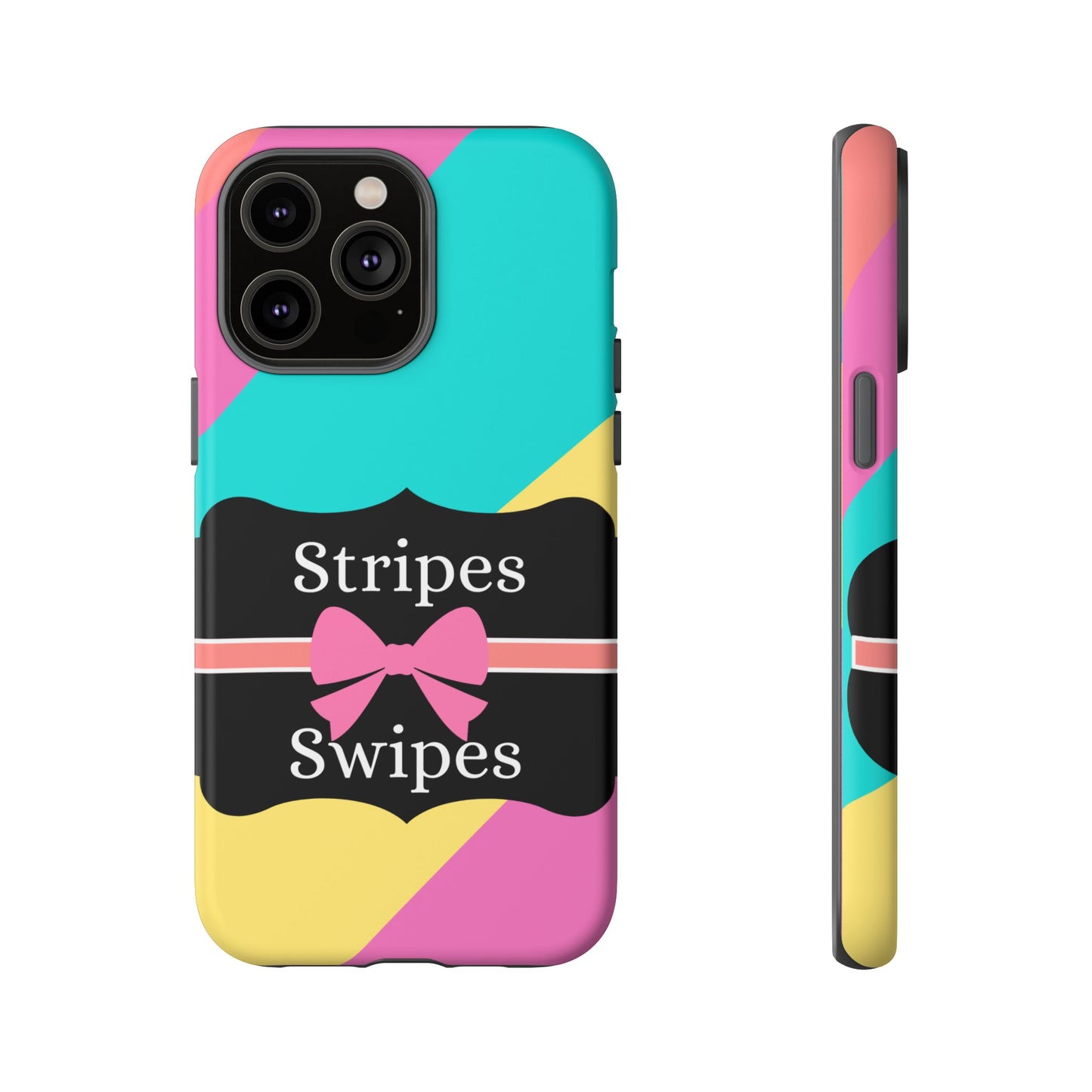 Phone Case iPhone 16/15/14 - Cotton Candy Stripes & Swipes Tough Case