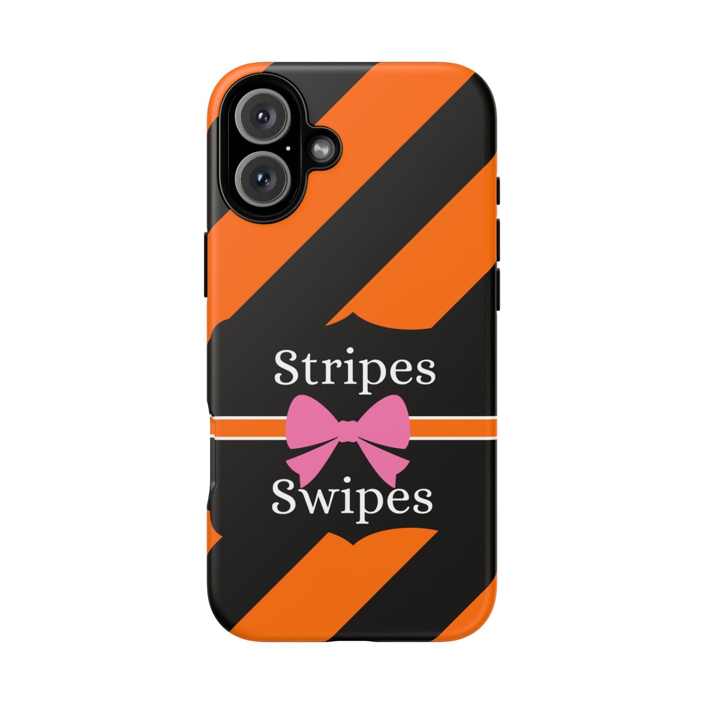 Phone Case iPhone 16/15/14 - Orange/Black Stripes & Swipes Tough Case