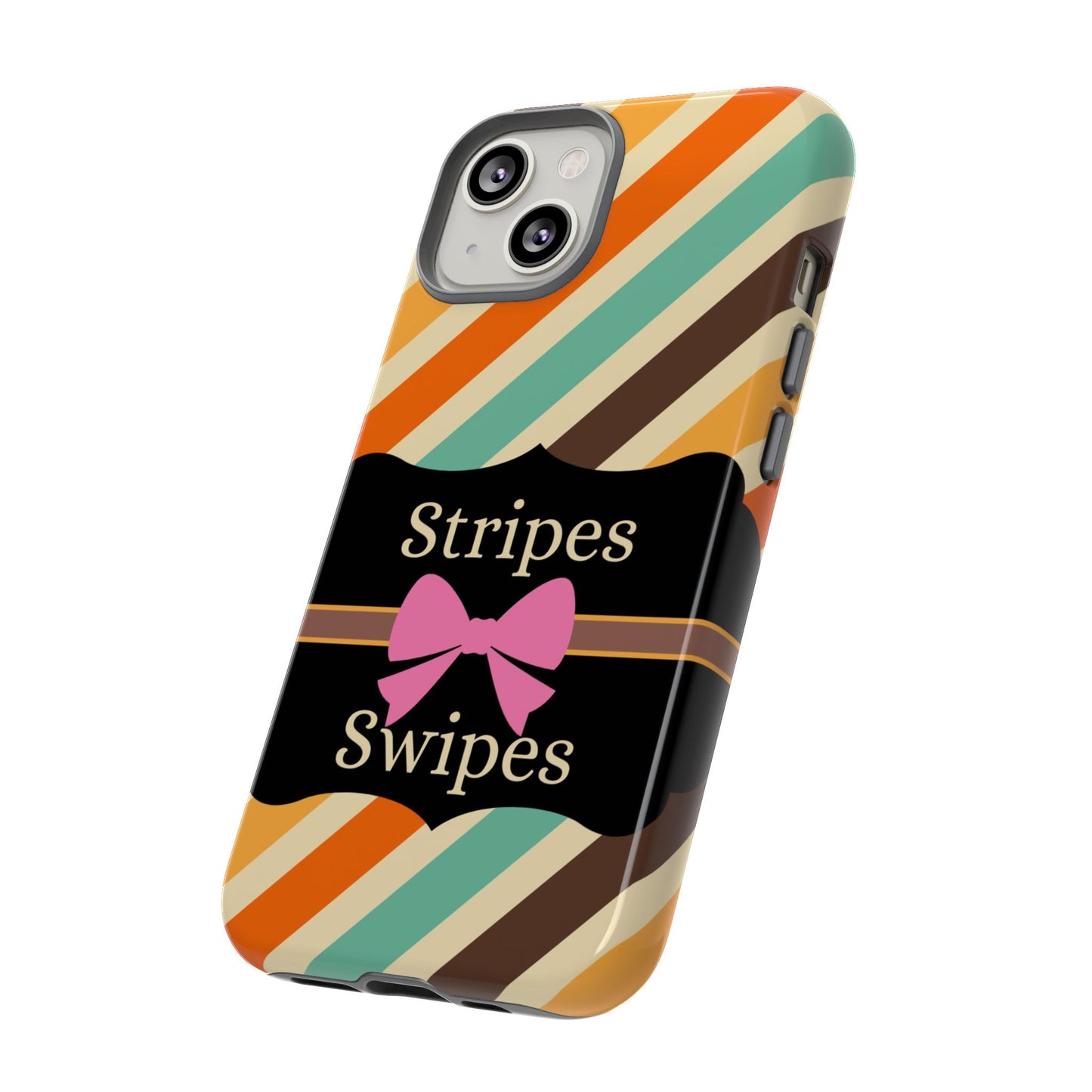 Phone Case iPhone 16/15/14 - Diagonal Retro Stripes & Swipes Tough Case