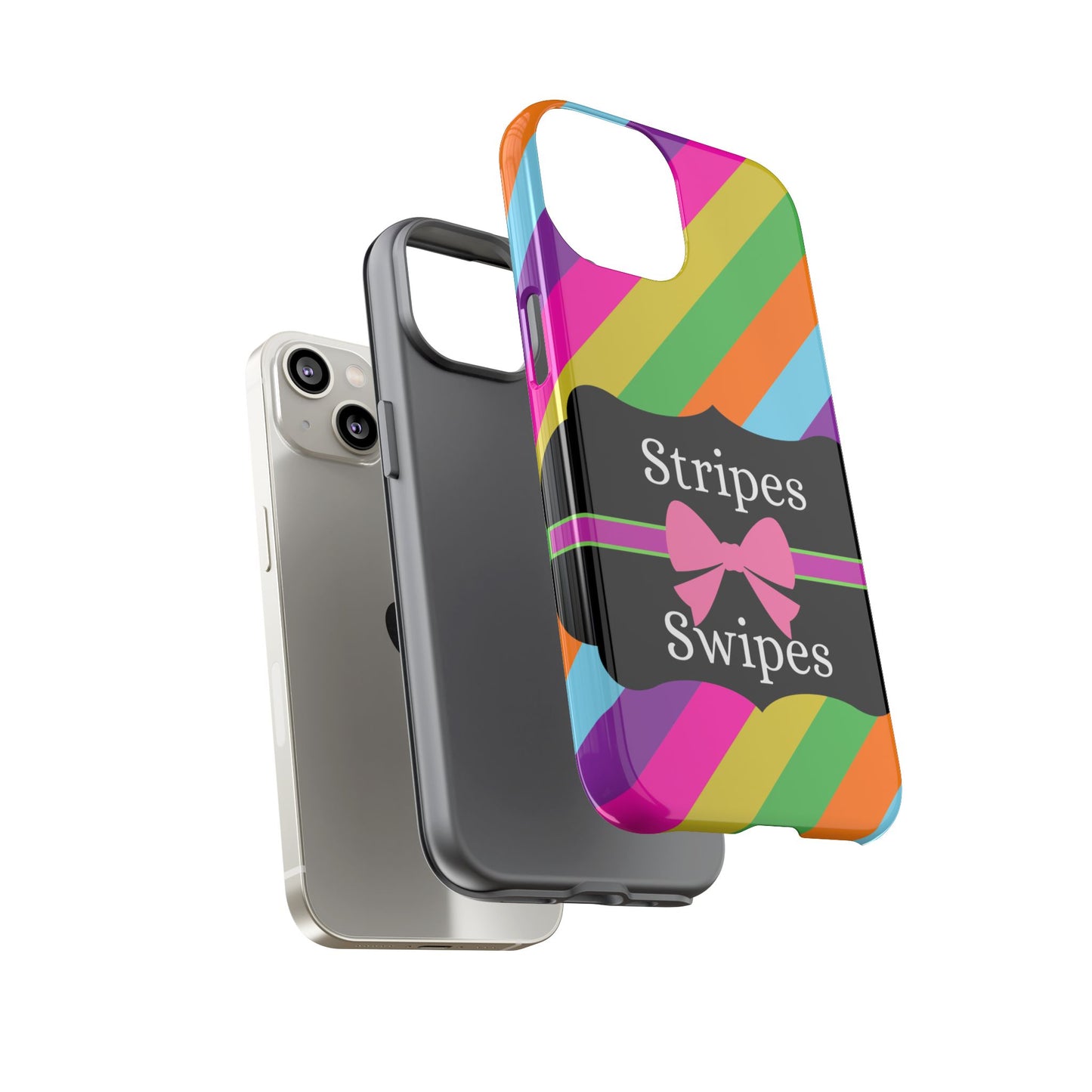 Phone Case iPhone 16/15/14 - Diagonal Vivid Stripes & Swipes Tough Case