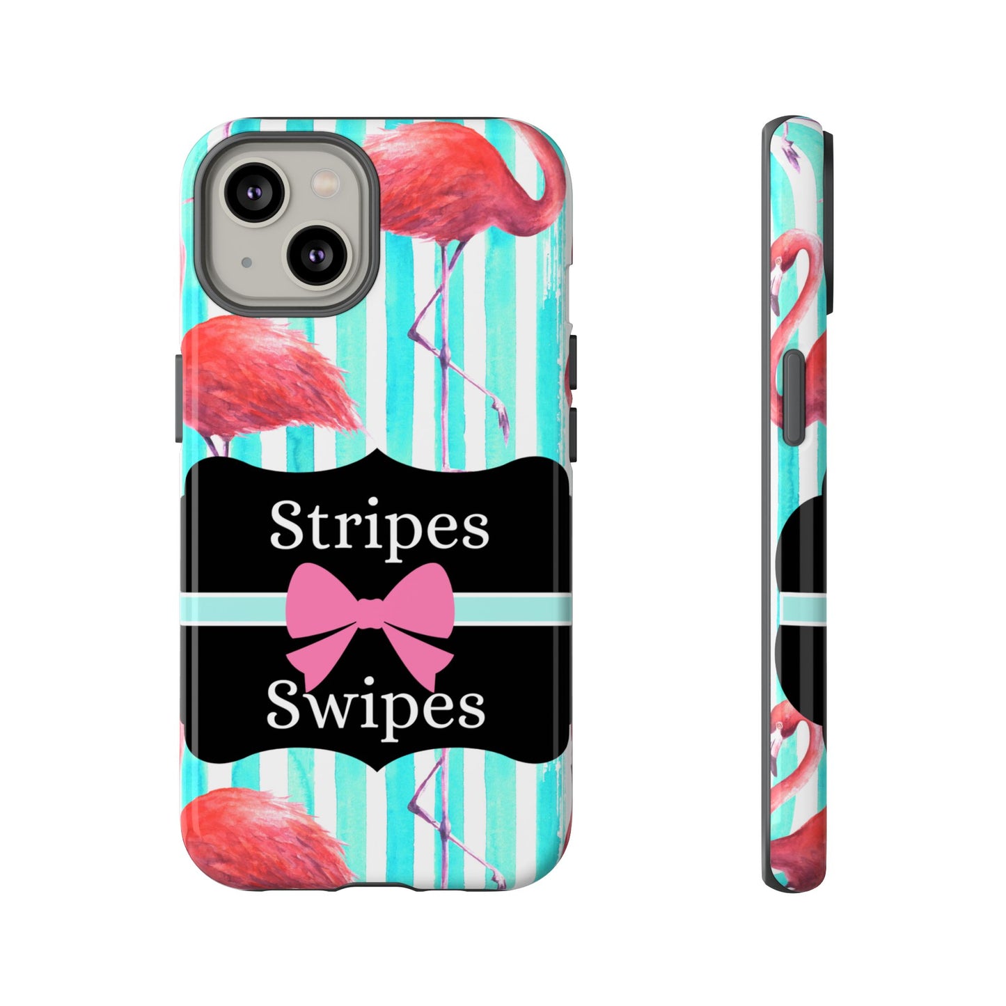 Phone Case iPhone 16/15/14 - Flamingo Stripes & Swipes Tough Case