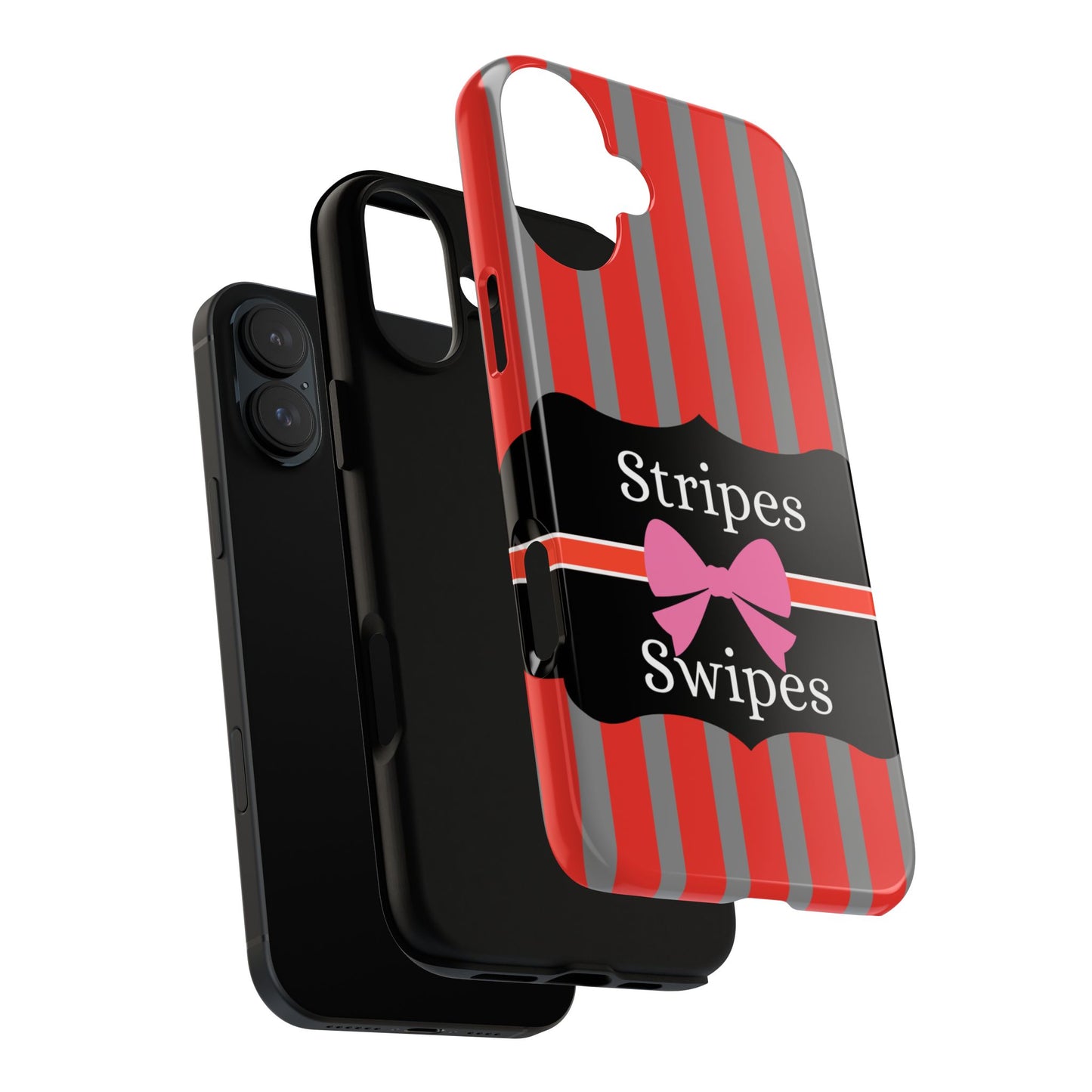 Phone Case iPhone 16/15/14 - Red/Gray Stripes & Swipes Tough Case