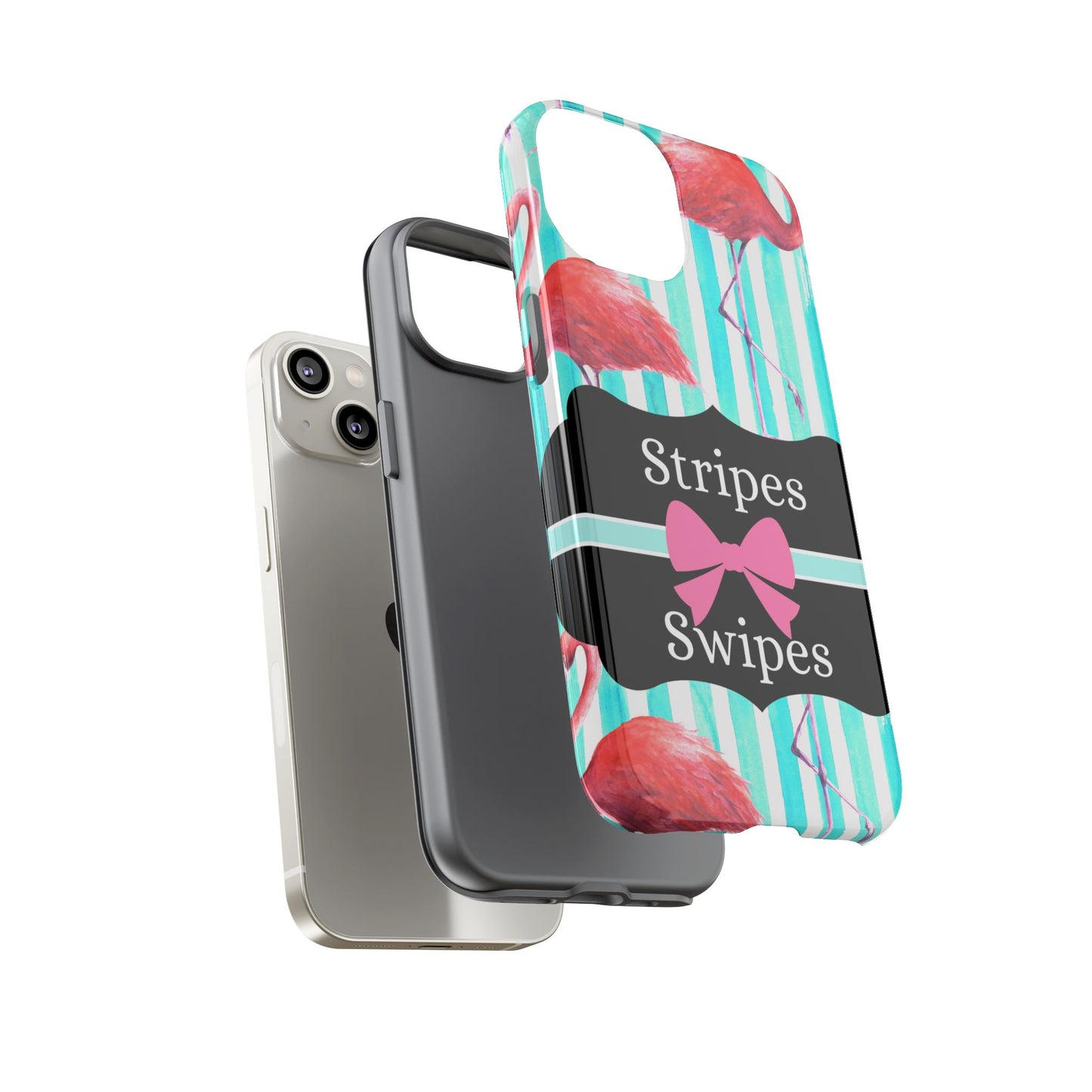 Phone Case iPhone 16/15/14 - Flamingo Stripes & Swipes Tough Case