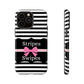 Phone Case iPhone 16/15/14 - Black/White/Pink Stripes & Swipes Tough Case