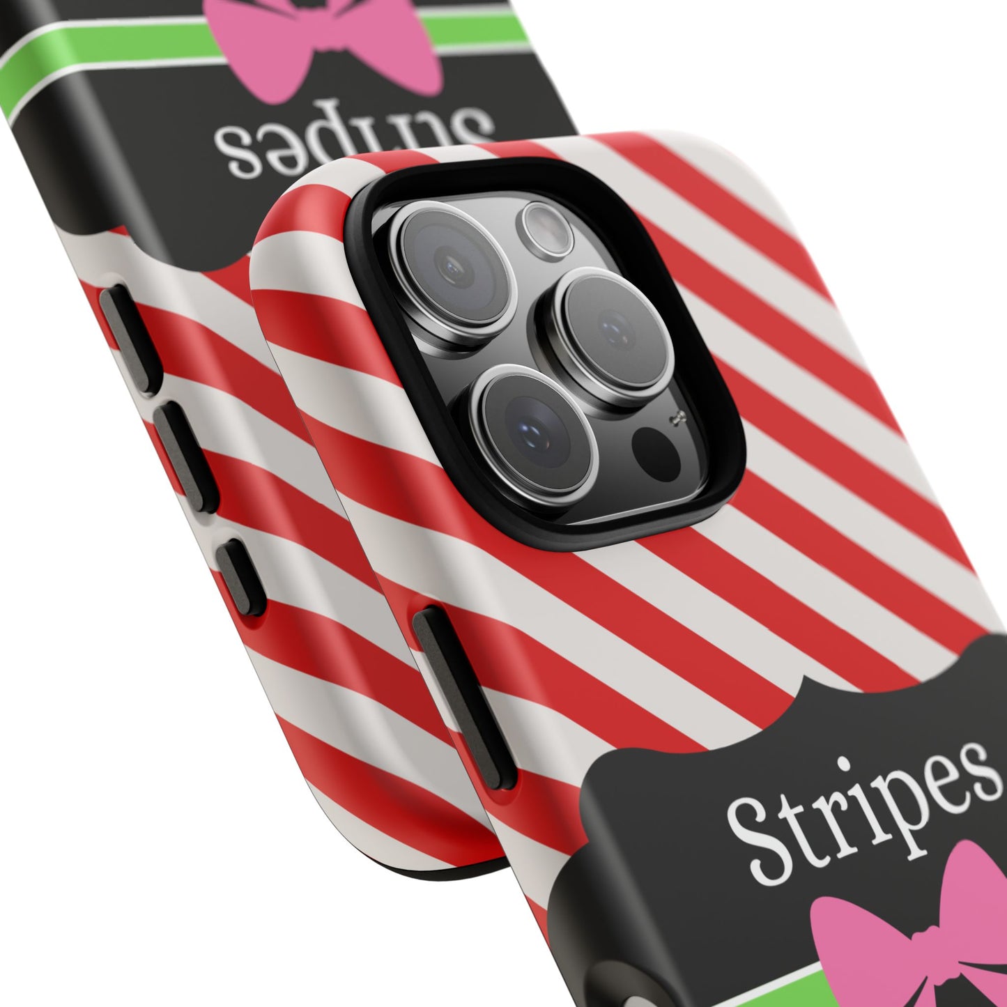 Phone Case iPhone 16/15/14 - Diagonal Red/White Stripes & Swipes Tough Case