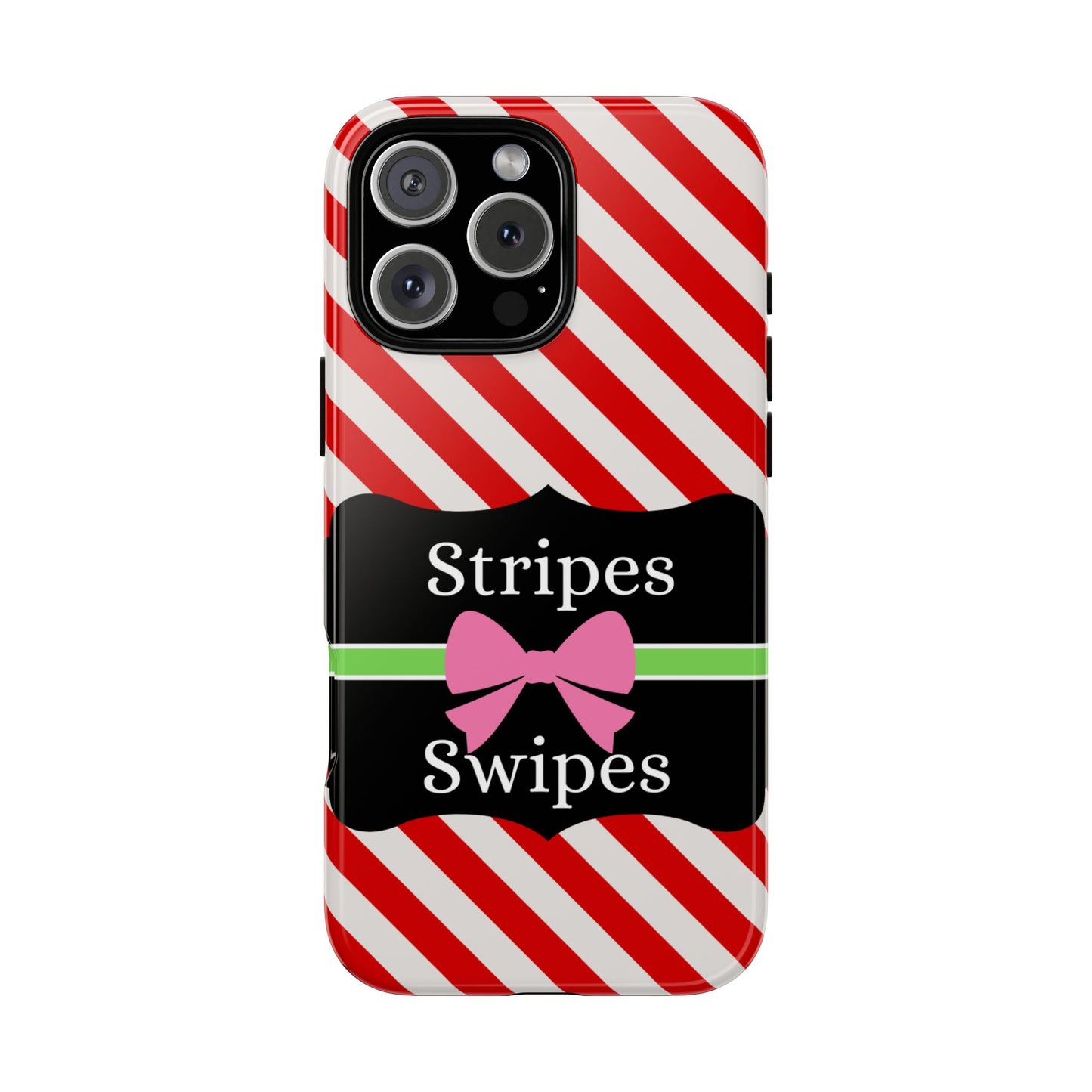 Phone Case iPhone 16/15/14 - Diagonal Red/White Stripes & Swipes Tough Case