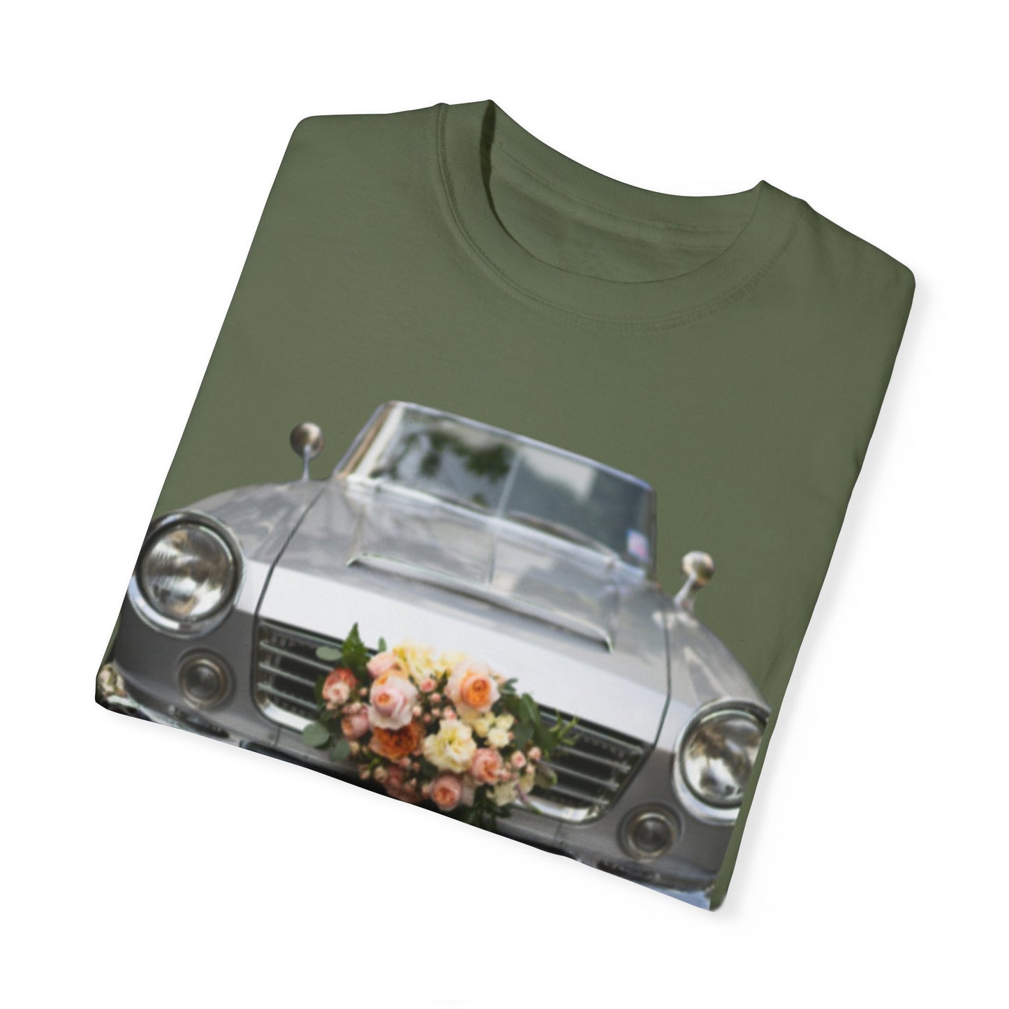 Men's T-Shirt Tough Guy Car with Flowers Design