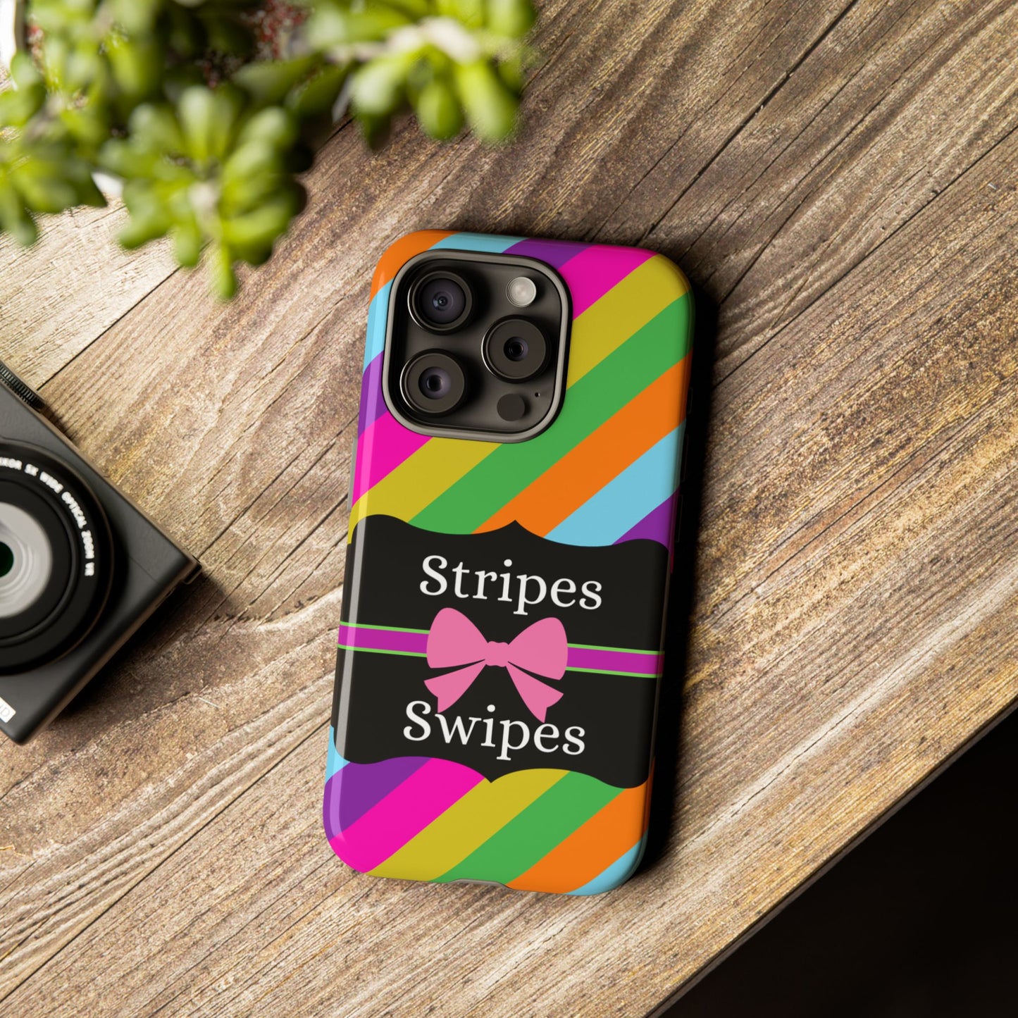 Phone Case iPhone 16/15/14 - Diagonal Vivid Stripes & Swipes Tough Case