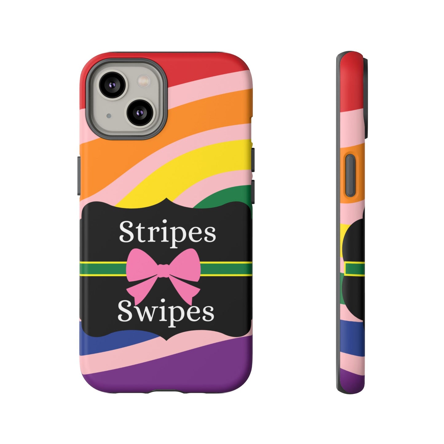 Phone Case iPhone 16/15/14 - Wavy Vivid/Pink Stripes & Swipes Tough Case