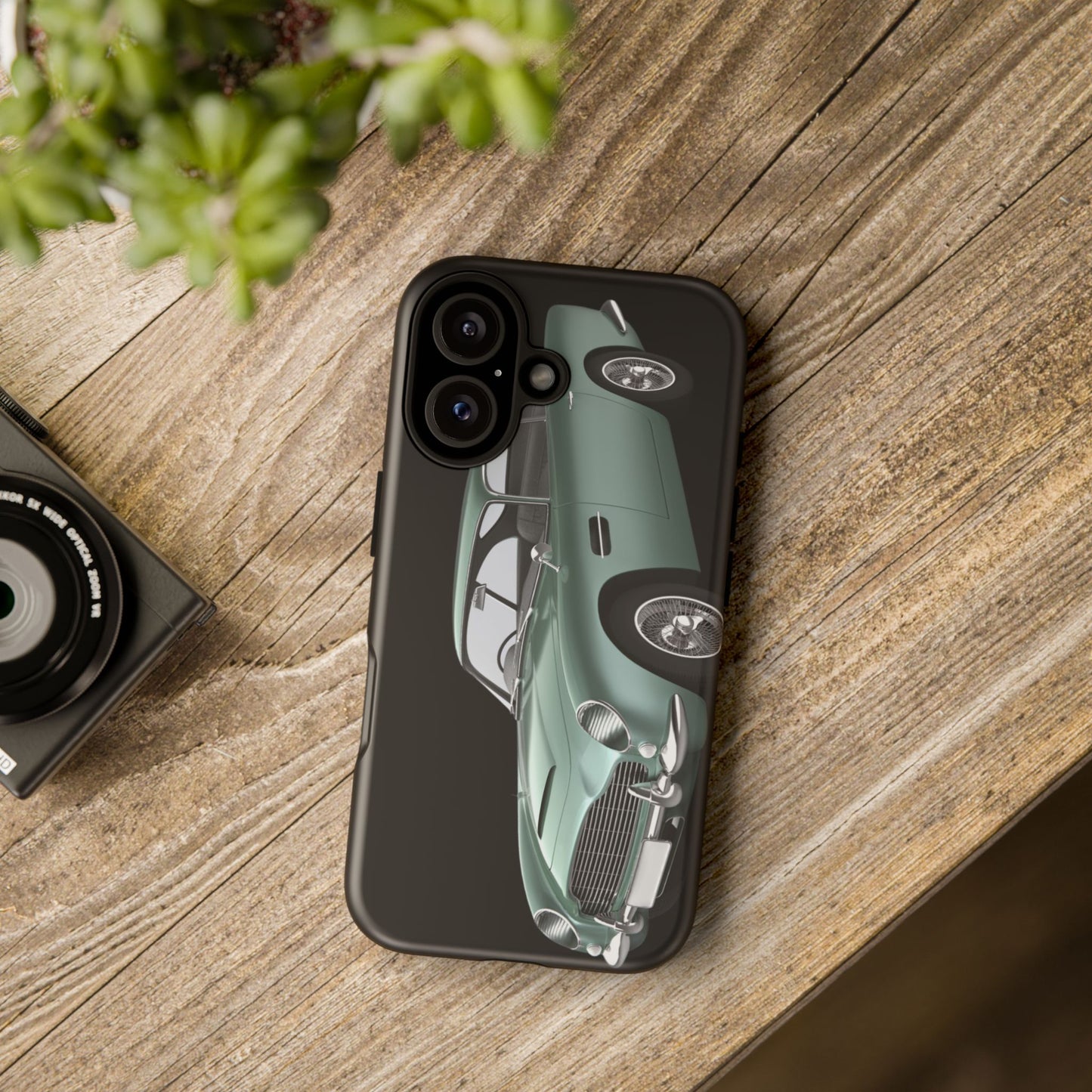 Phone Case iPhone 16/15/14 - Vintage Green Car Tough Case