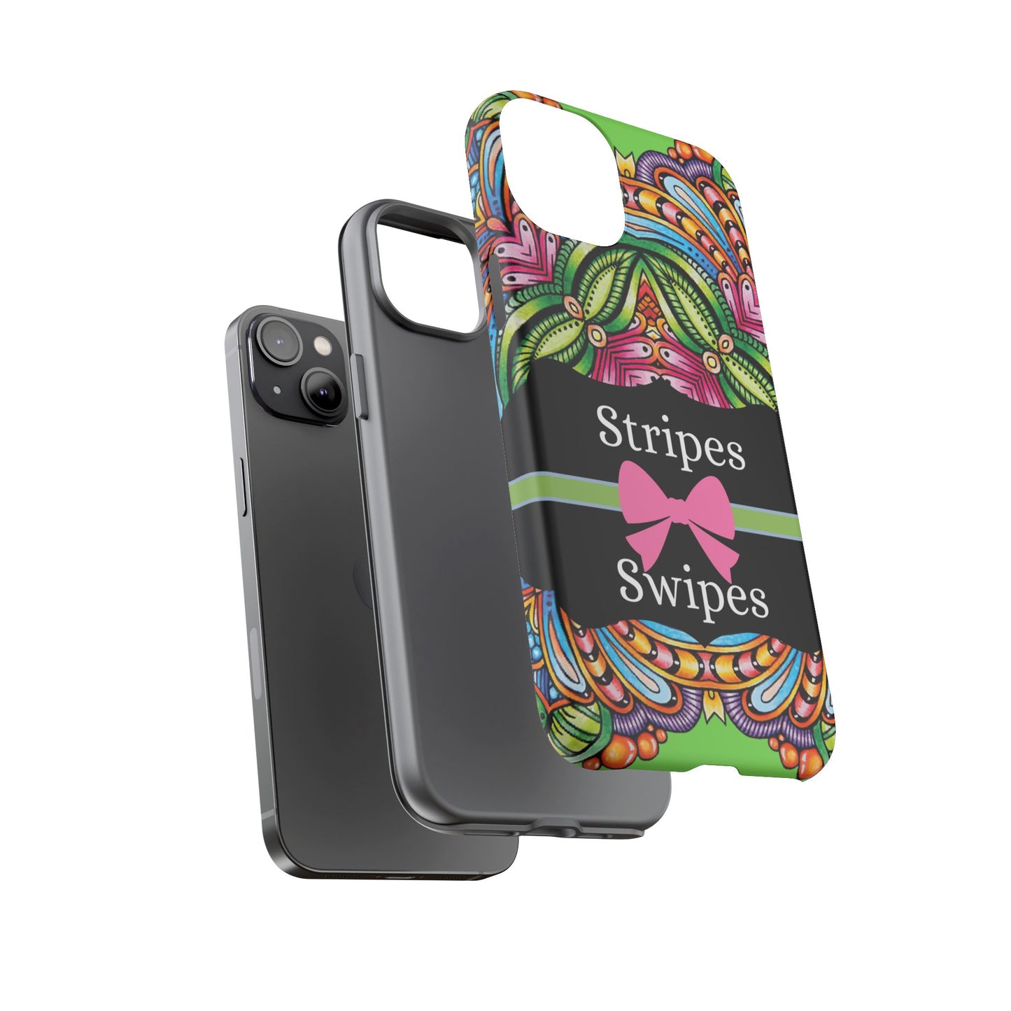 Phone Case iPhone 16/15/14 - Flower Child Stripes & Swipes Tough Case