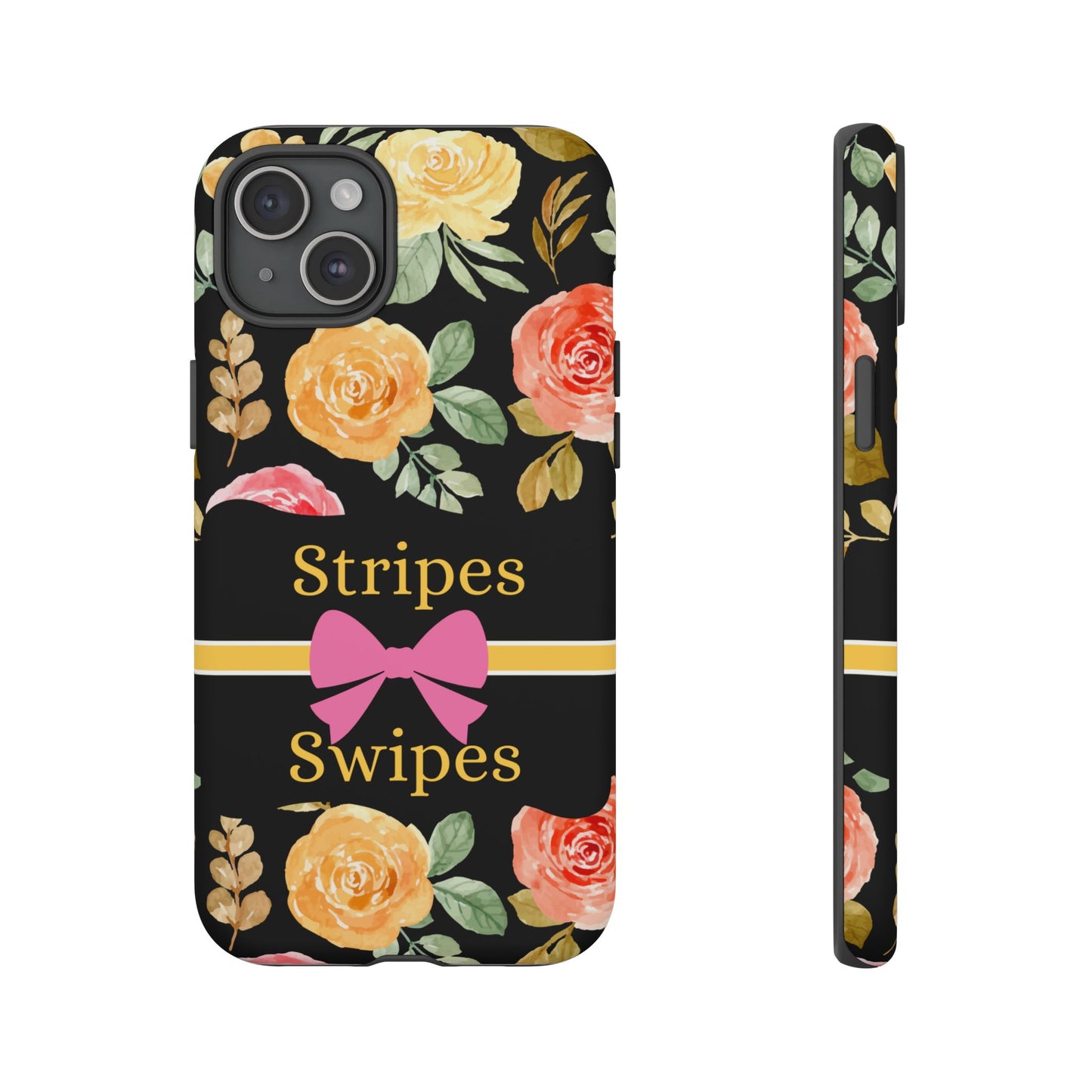 Phone Case iPhone 16/15/14 - Flowers Stripes & Swipes Tough Case