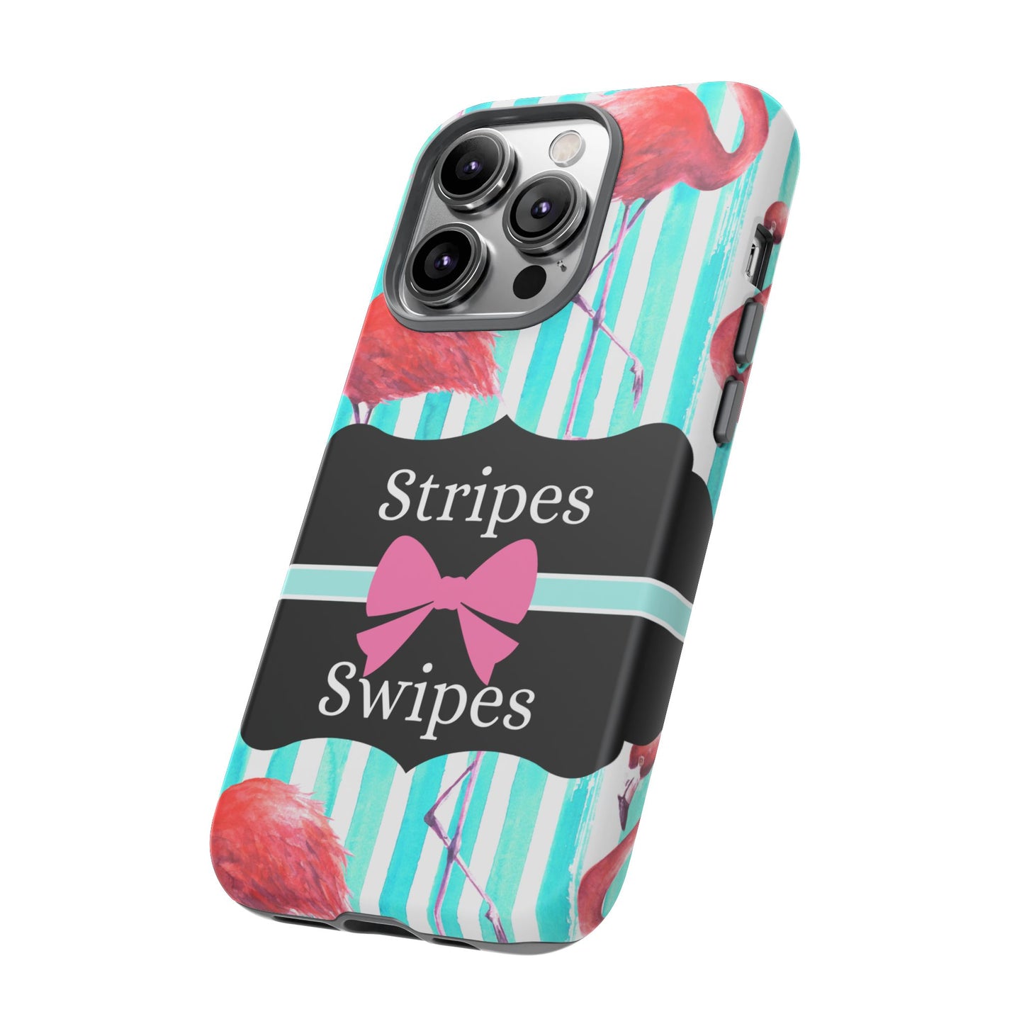 Phone Case iPhone 16/15/14 - Flamingo Stripes & Swipes Tough Case