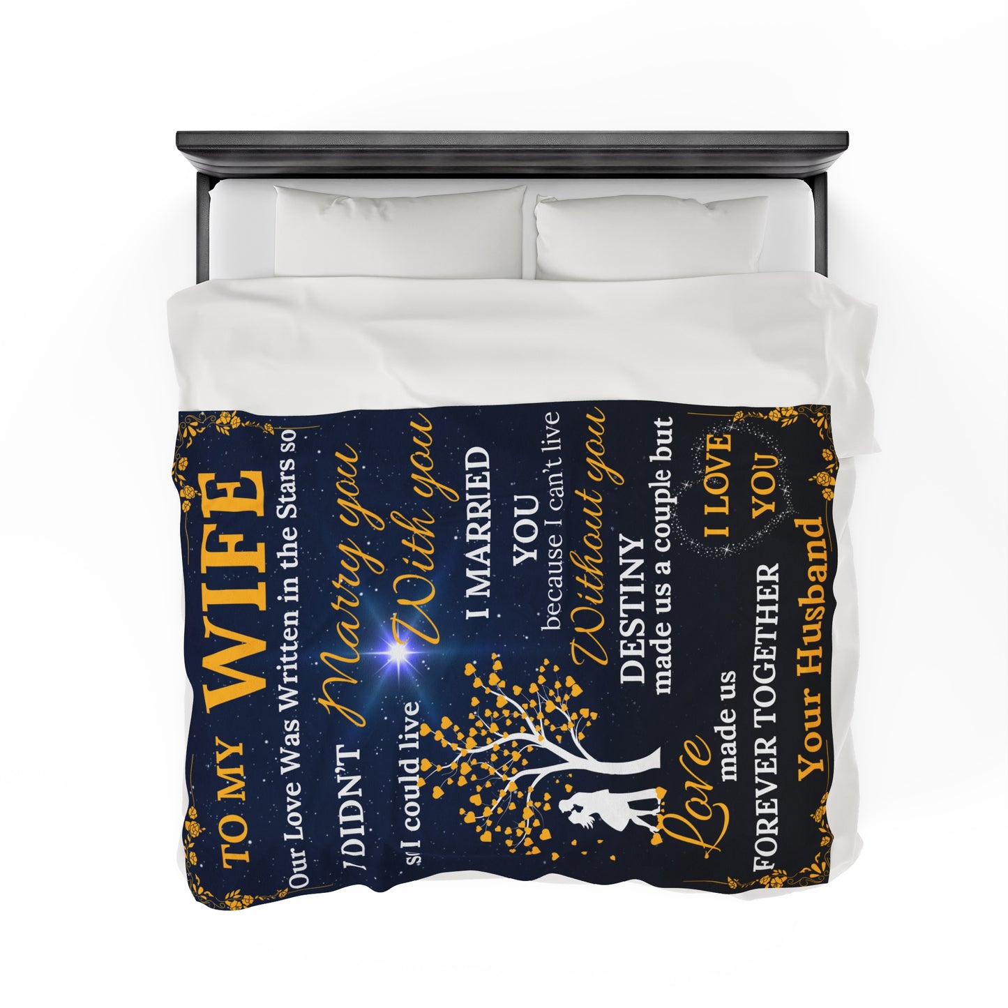 To My Wife Why I Married You - Gold Velveteen Plush Blanket Blue/Black