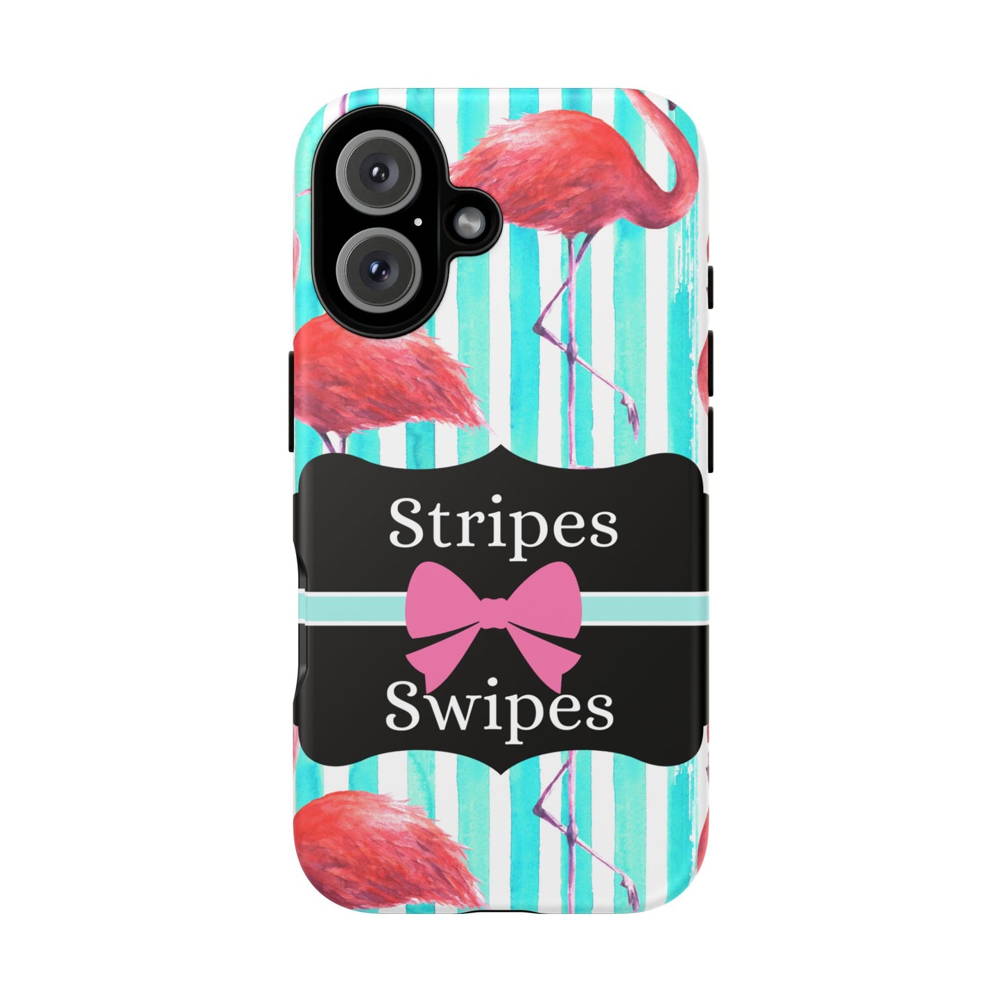 Phone Case iPhone 16/15/14 - Flamingo Stripes & Swipes Tough Case