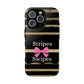 Phone Case iPhone 16/15/14 - Black/Beige Stripes & Swipes Tough Case