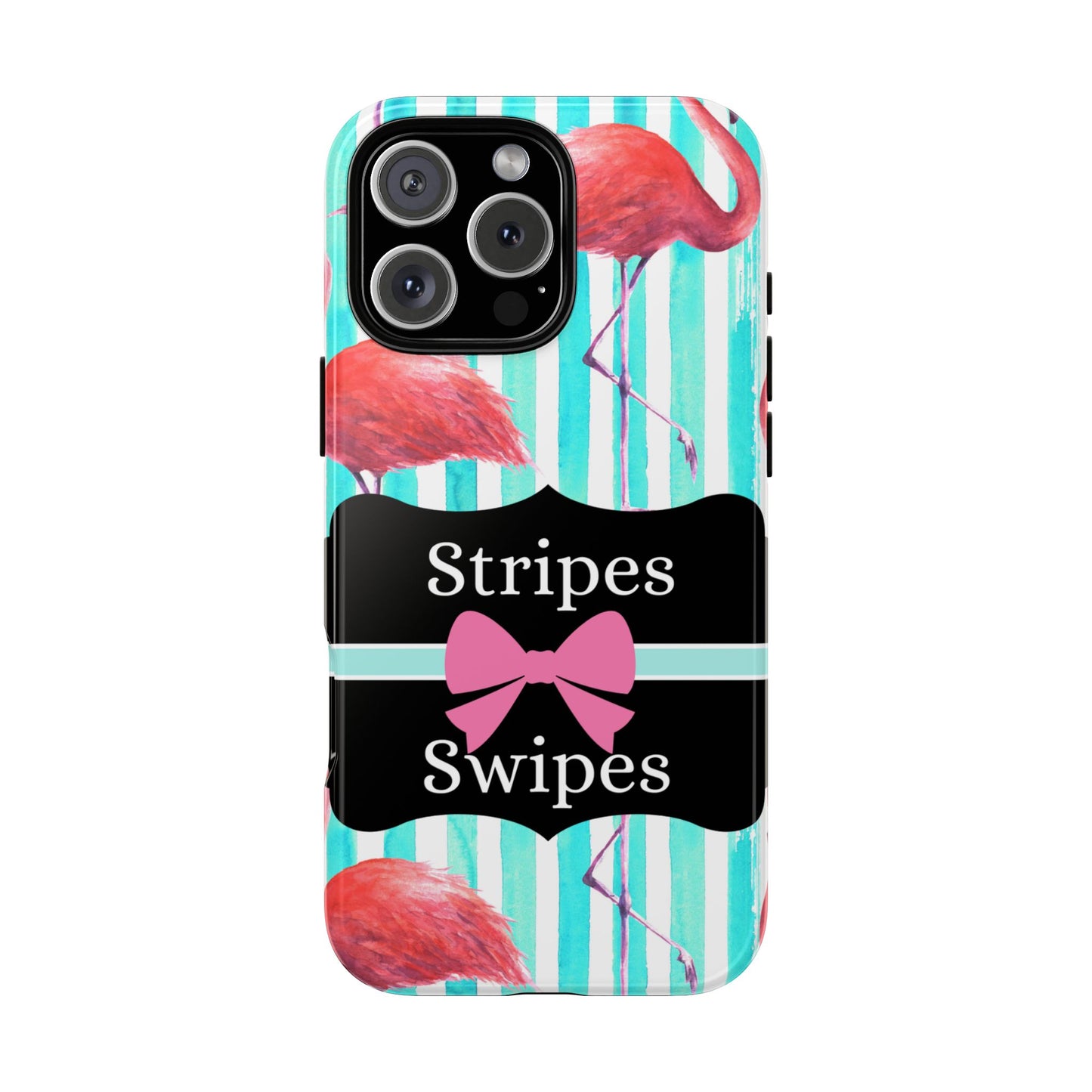 Phone Case iPhone 16/15/14 - Flamingo Stripes & Swipes Tough Case