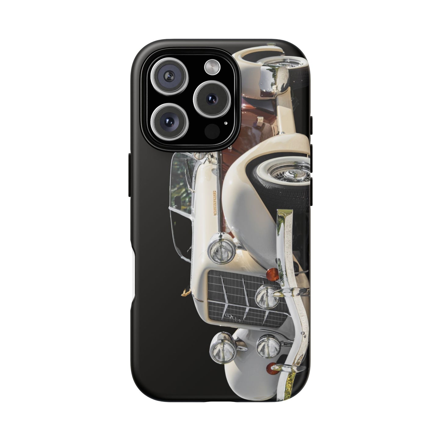 Phone Case iPhone 16/15/14 - Beige Vintage Car Tough Case