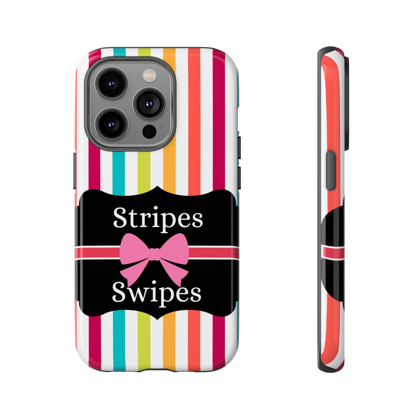 Phone Case iPhone 16/15/14 - Lollipop Stripes & Swipes Tough Case