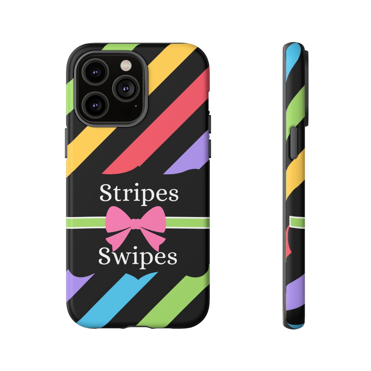 Phone Case iPhone 16/15/14 - Diagonal Vivid Black Stripes & Swipes Tough Case