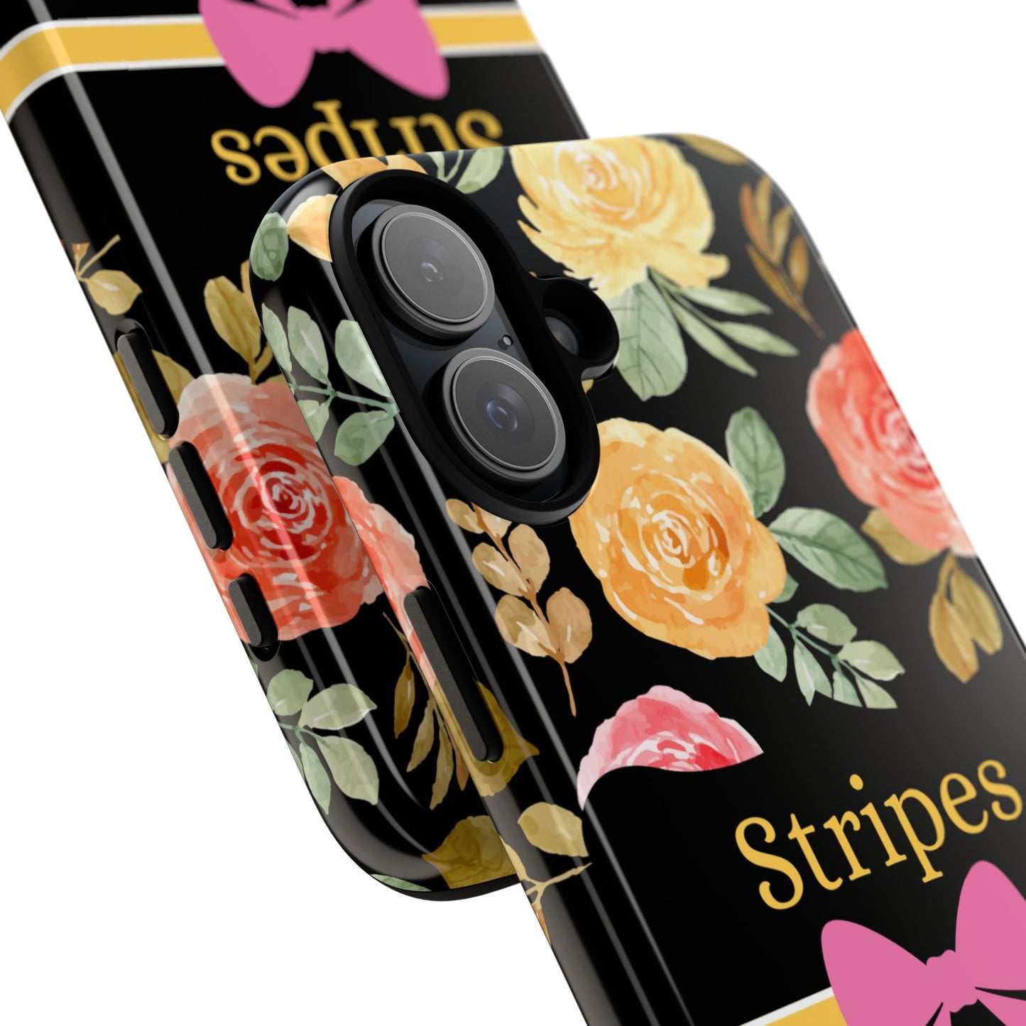 Phone Case iPhone 16/15/14 - Flowers Stripes & Swipes Tough Case