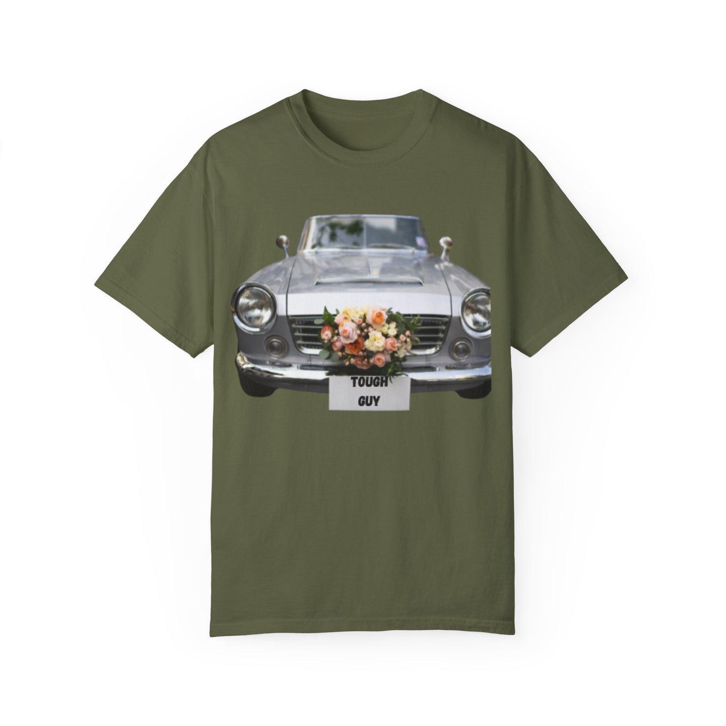 Men's T-Shirt Tough Guy Car with Flowers Design